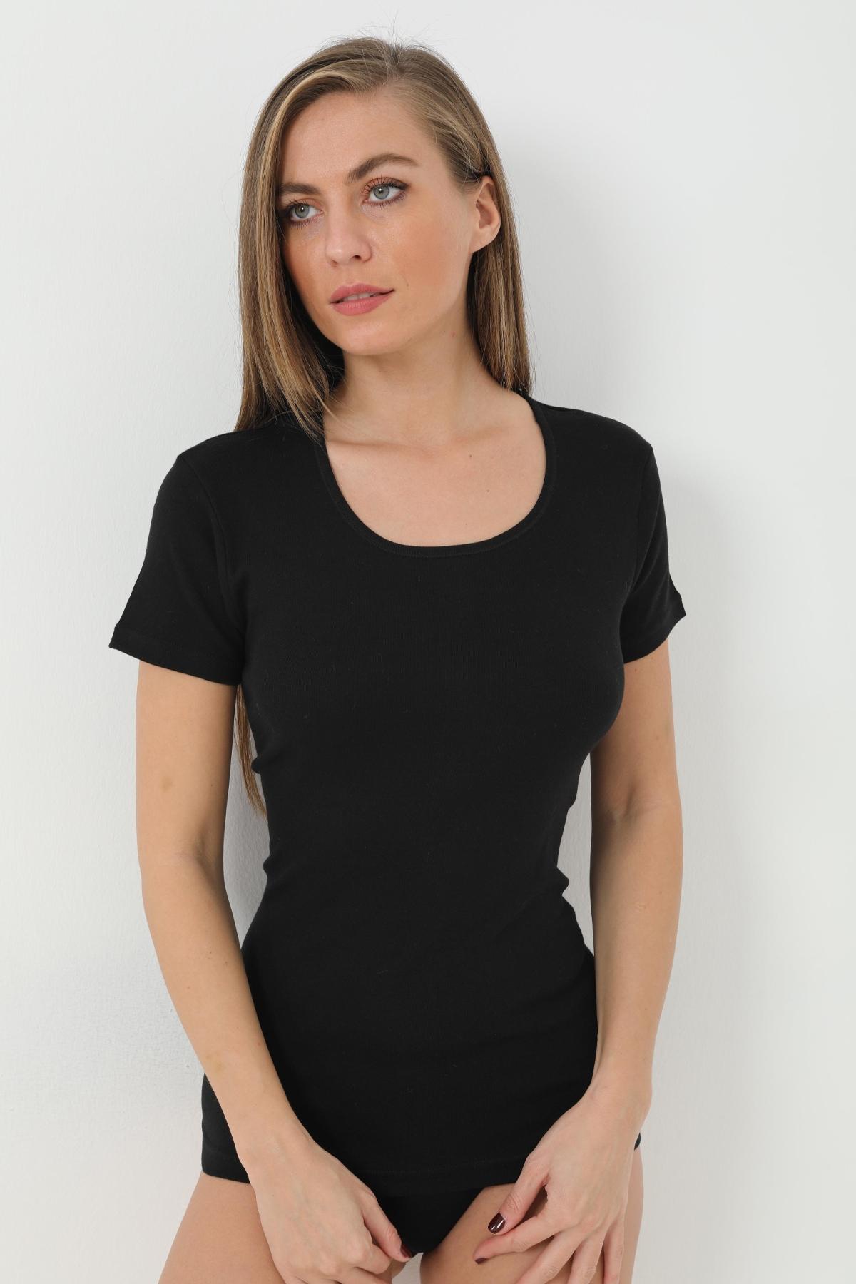 Uzun Kollu Siyah Ribana Kadın Atlet Arma Yıldız 3314 - Siyah