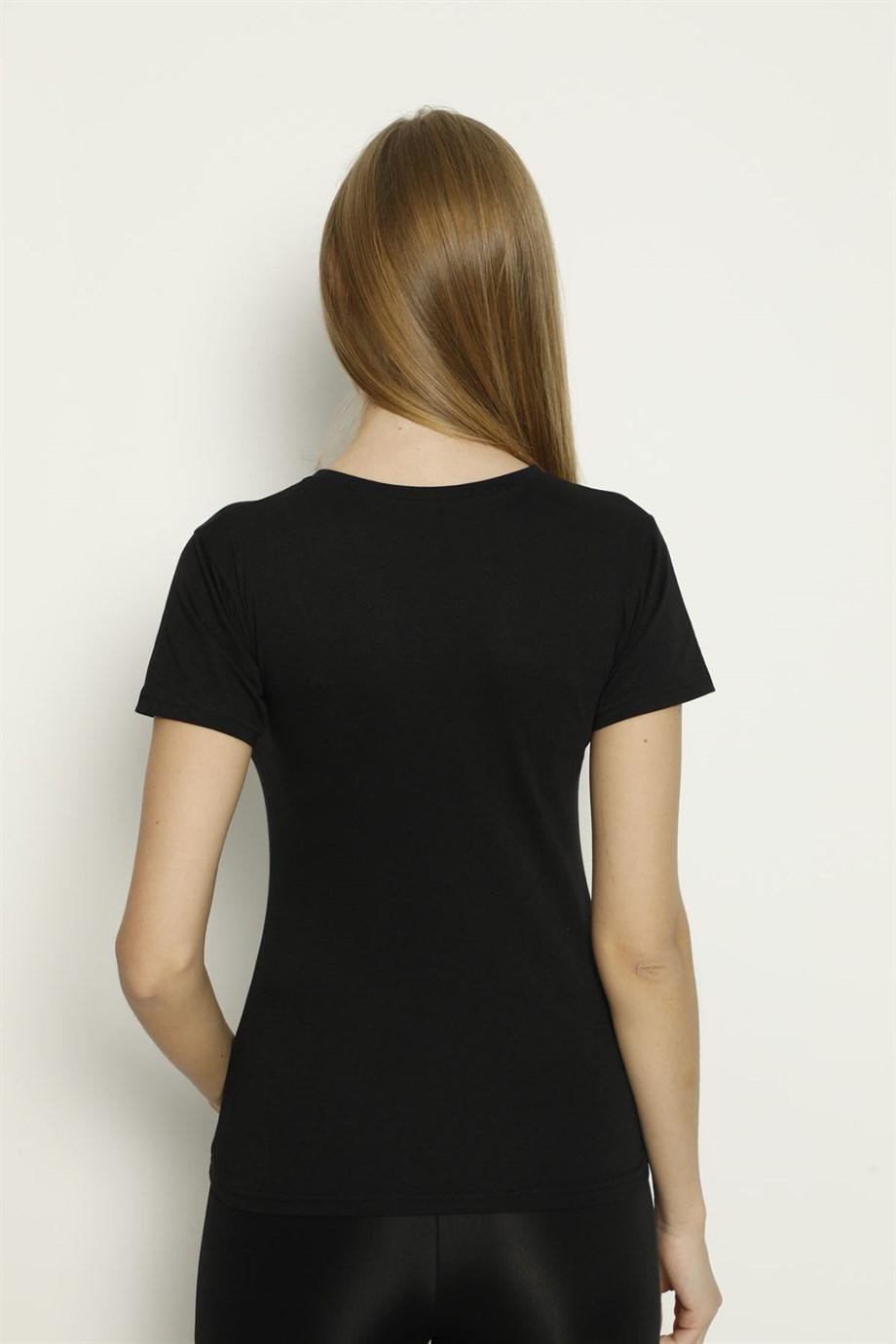 Pamuklu Nefes Alabilir Kadın Atlet Arma Yıldız 3358 - Siyah