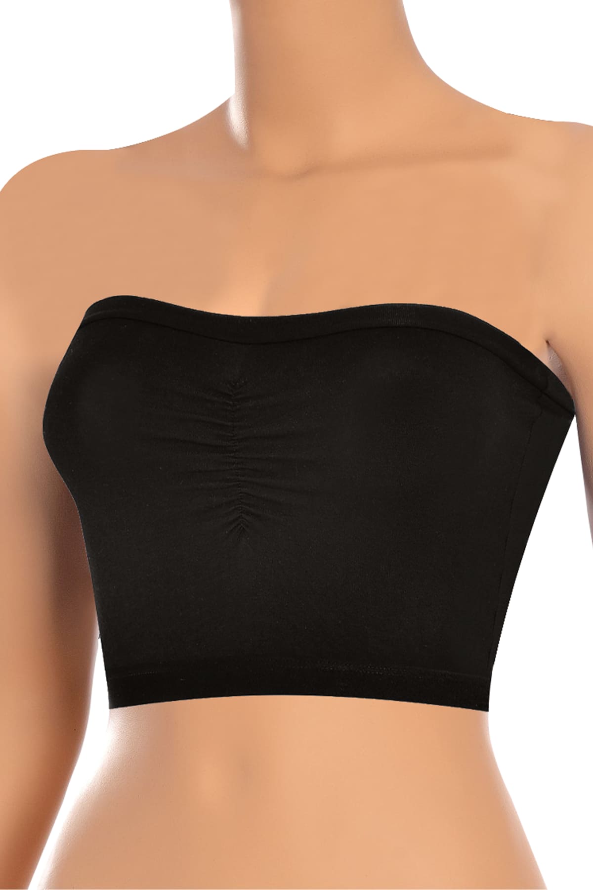 Pamuklu Balensiz Straplez Büstiyer Öts 6074 - Siyah