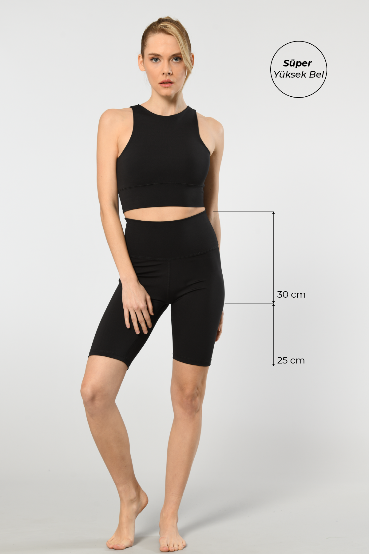 Süper Yüksek Bel Kadın Tayt Somon Türen 3704 - Siyah