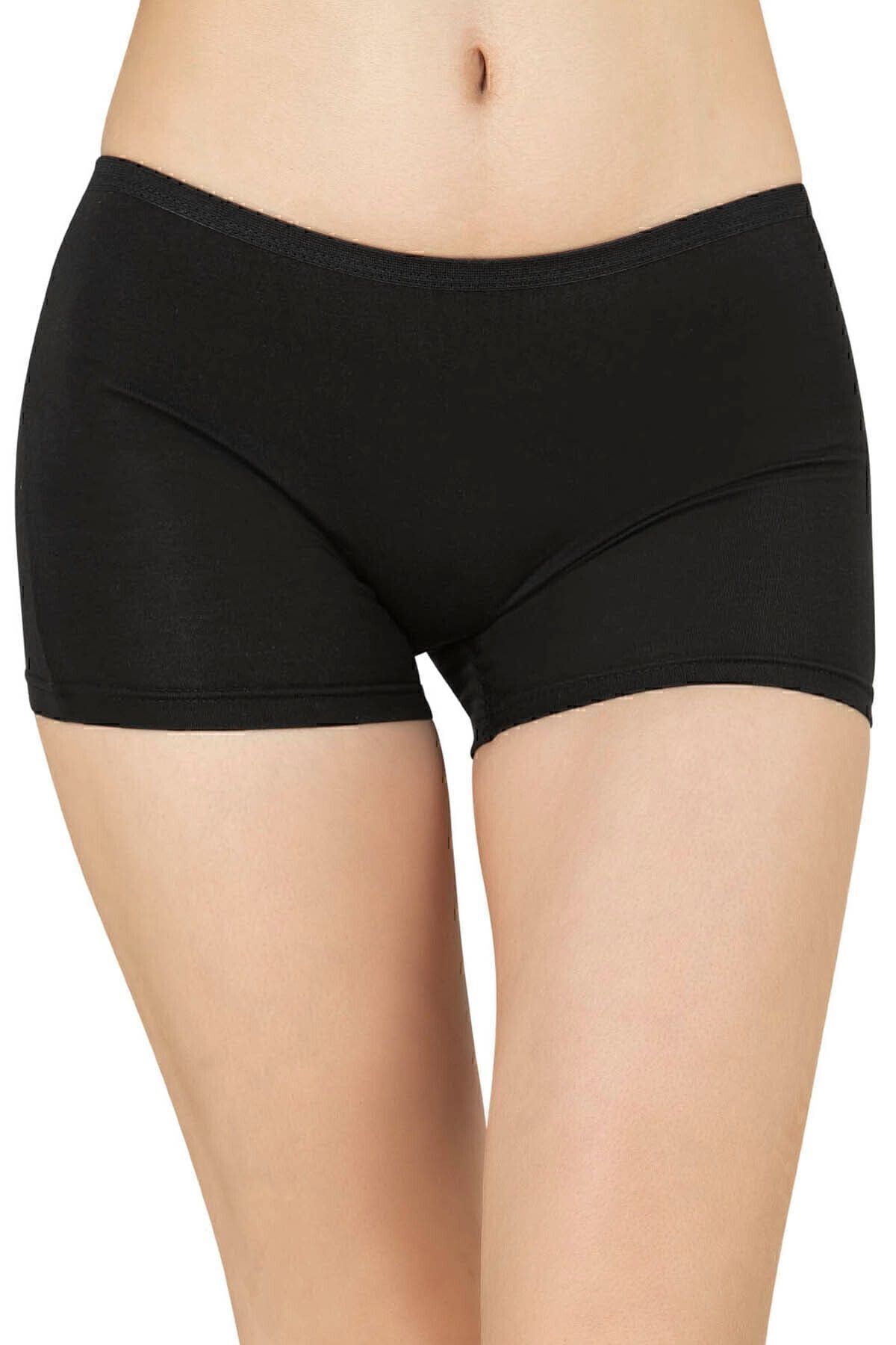 Yüksek Bel Pamuklu Boxer Külot Özkan 0412 - Siyah