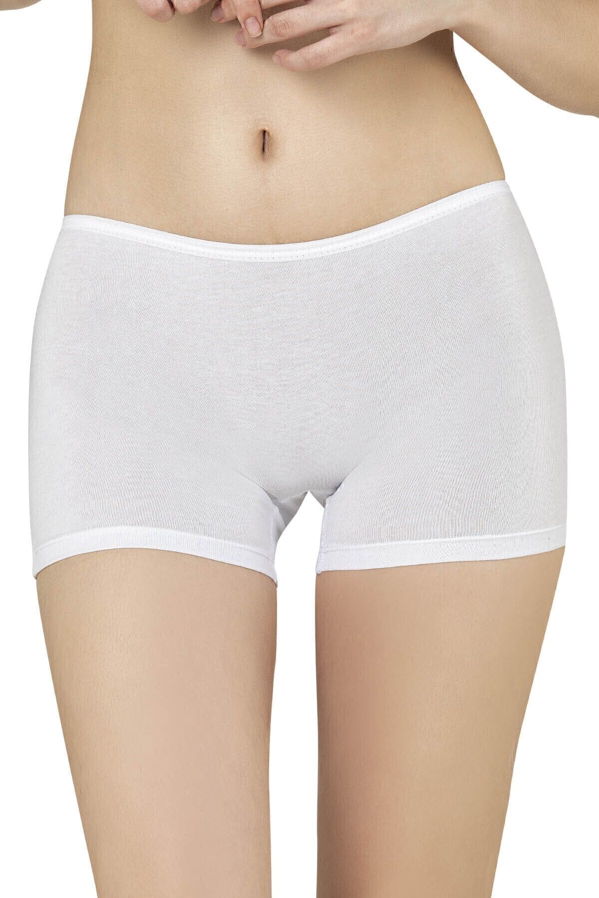 Yüksek Bel Pamuklu Boxer Külot Özkan 0412 - Beyaz