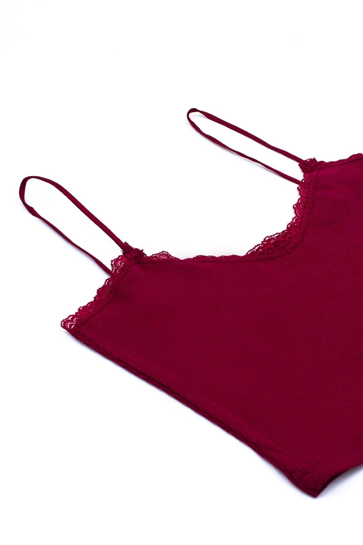 Pamuklu Esnek Fitilli Sütyen Öts 3128 - Bordo