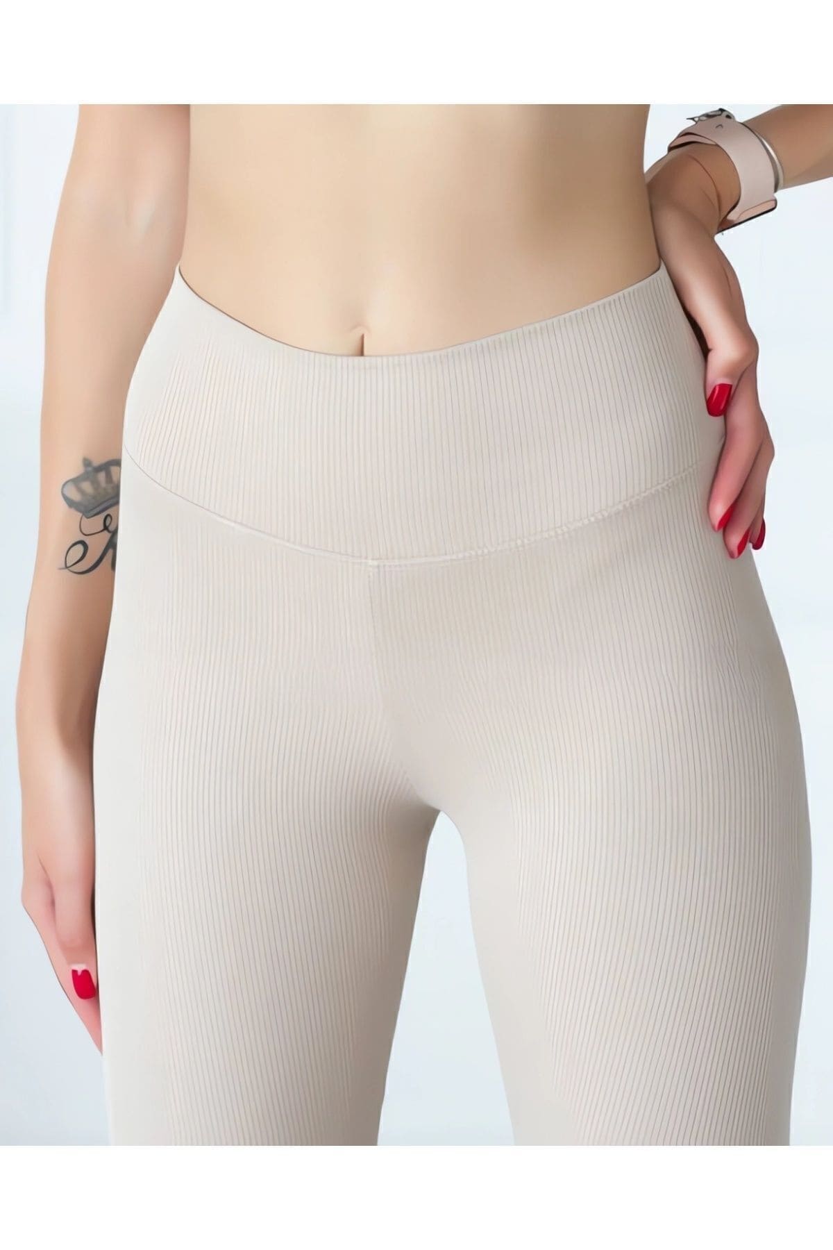 Yüksek Bel Toparlayıcı Dalgıç Kumaş Tayt Kota 4117 - Gri