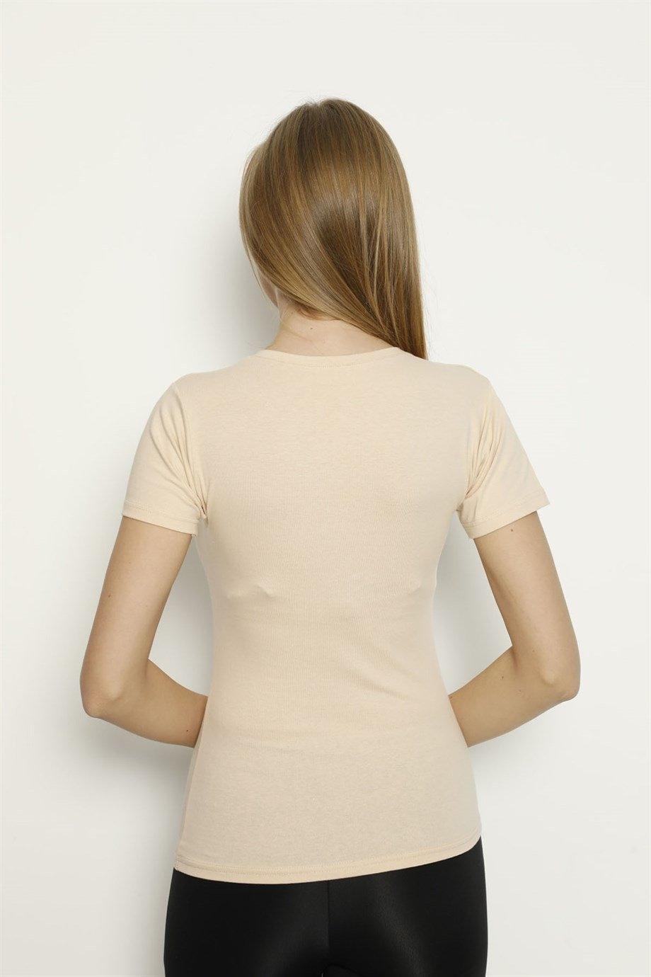 Uzun Boylu Pamuklu Kadın Atlet Arma Yıldız 3358 - Ten