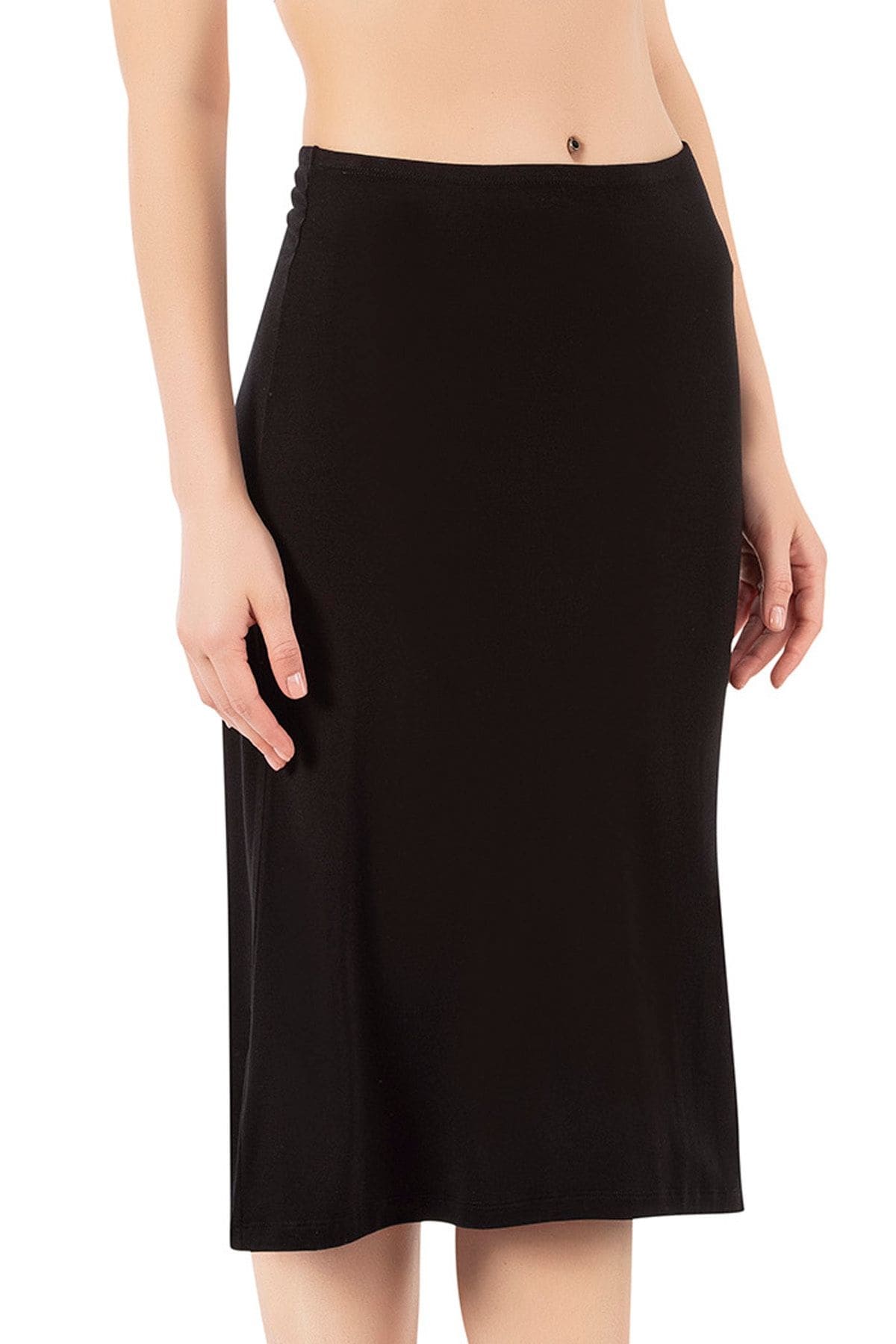 Viskon Diz Altı Astar Jüpon Kombinezon Özkan 26992 - Siyah