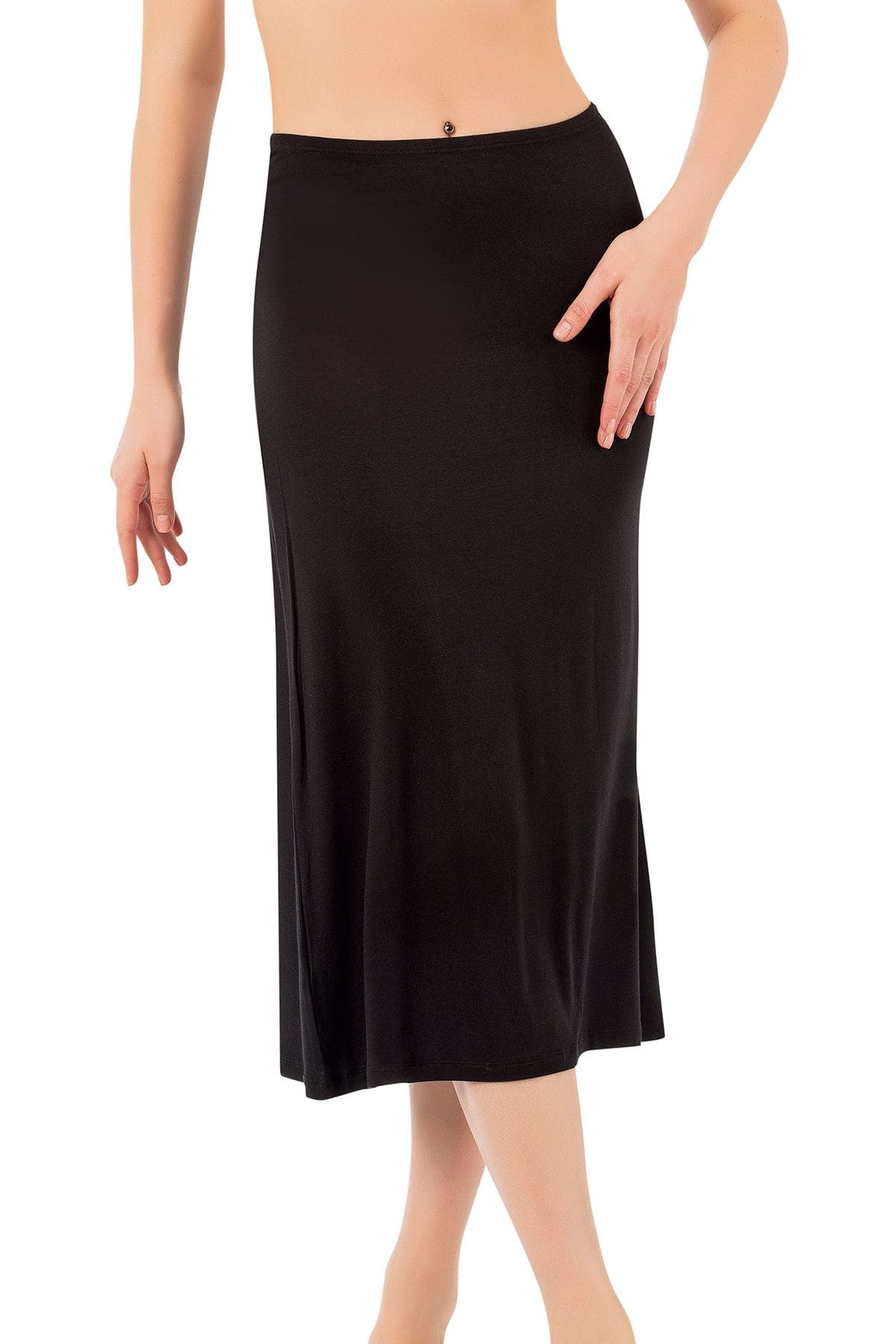 Kadın Viskon Uzun Diz Altı Kombinezon Özkan 26975 - Siyah