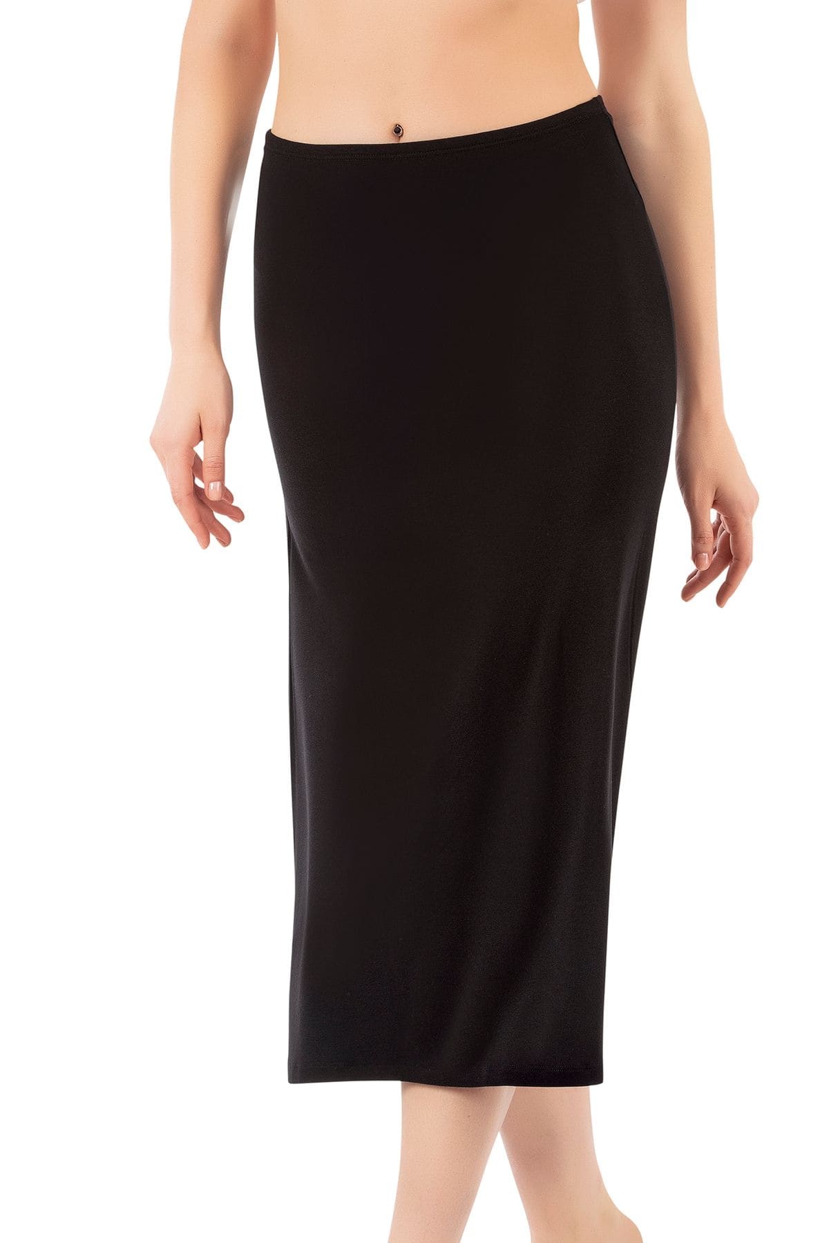 Kadın Viskon Uzun Diz Altı Kombinezon Özkan 26975 - Siyah