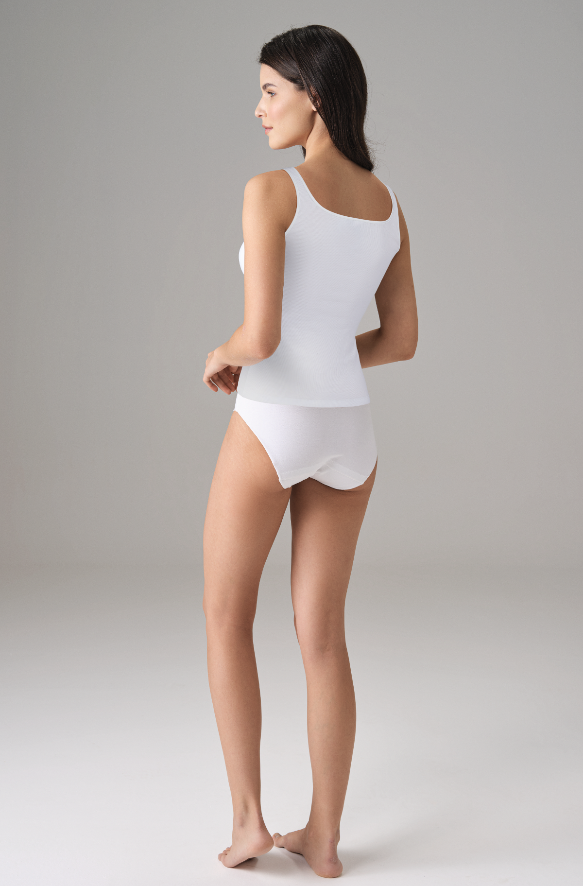 Pamuklu Nefes Alan Fitilli Kare Yaka Atlet Doreanse 9328 - Beyaz