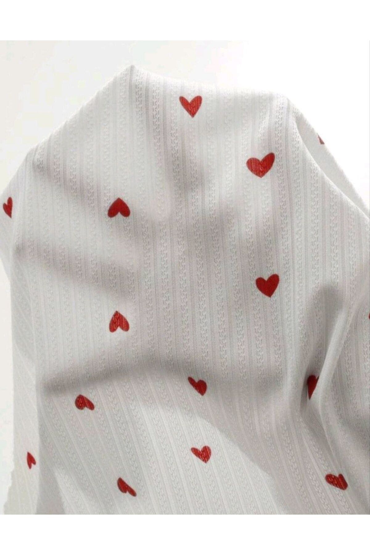 Ruselin Kalp Desenli Beyaz Şort Takım Poliamid Elastan Ruselin 5007 - Görsel 5