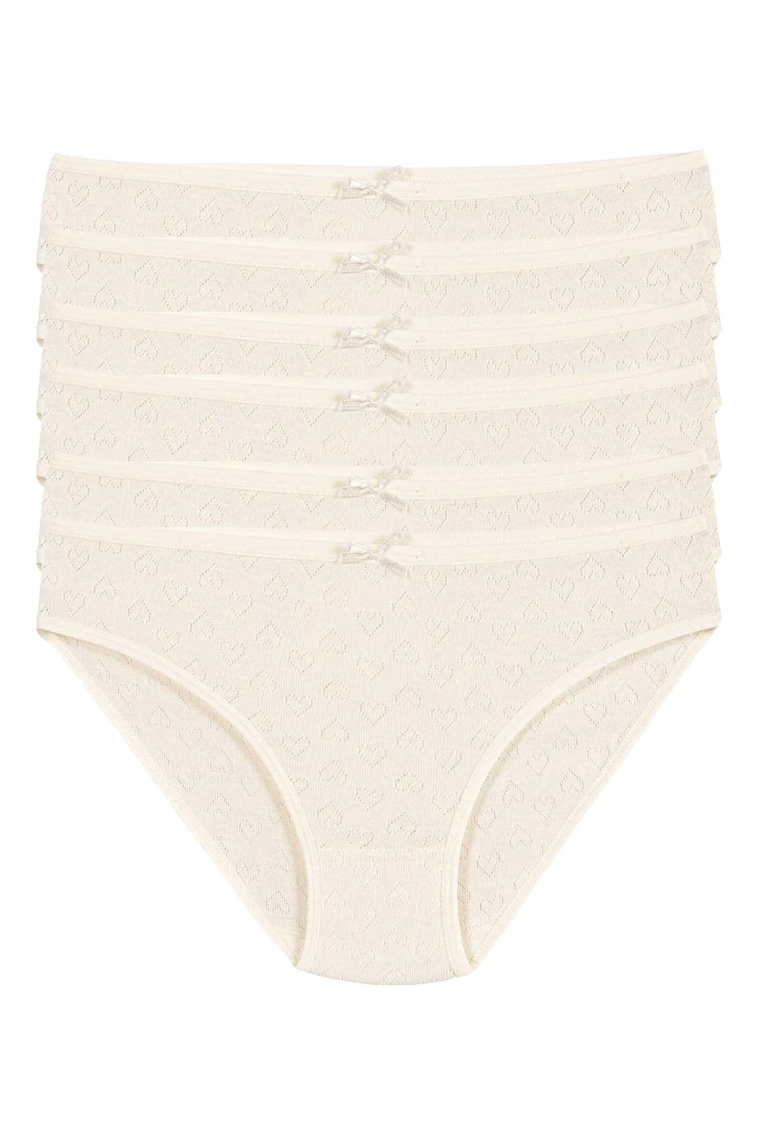 Yüksek Bel Pamuk Kadın Bikini Külot Ekru 6'lı Paket Yıldız 3577 - Ekru