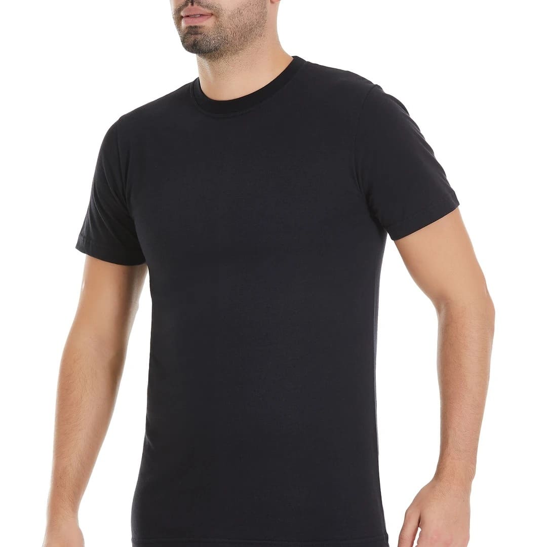 Pamuklu Kısa Kollu Atlet 6'lı Paket Yıldız 51 - Siyah