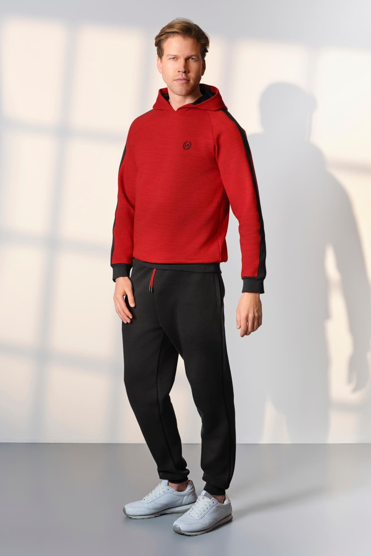 Kapşonlu Kısa Kol Erkek Pijama Takımı Doreanse 25K4538 - Kırmızı