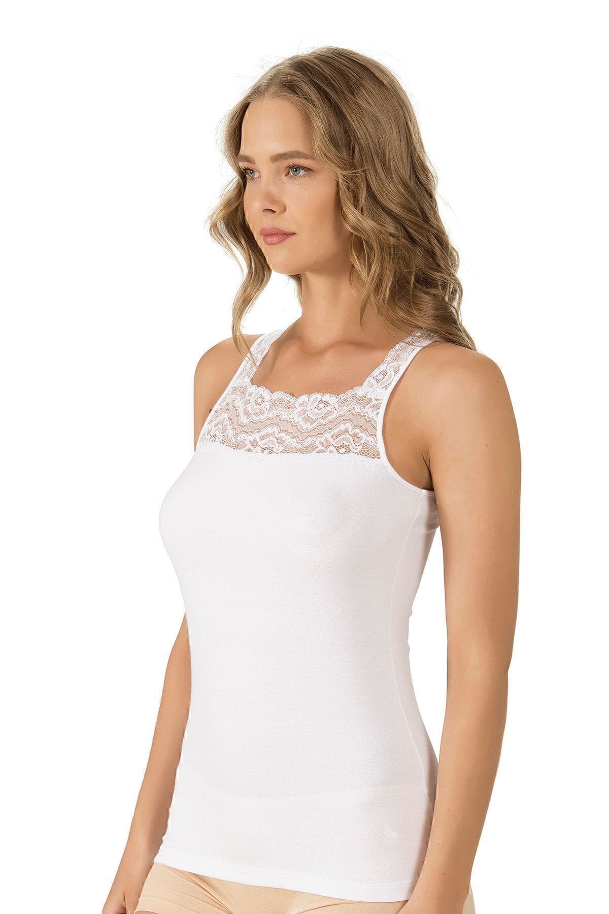 Modal Pamuklu Kare Yaka Atlet Özkan 25594 - Beyaz