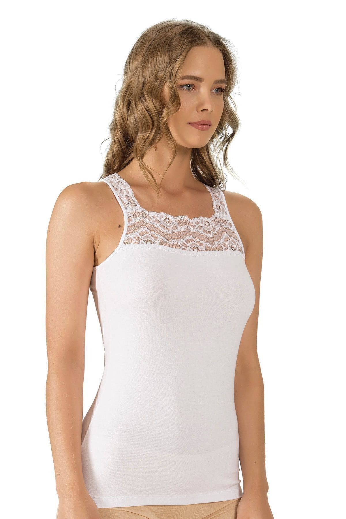 Modal Pamuklu Kare Yaka Atlet Özkan 25594 - Beyaz