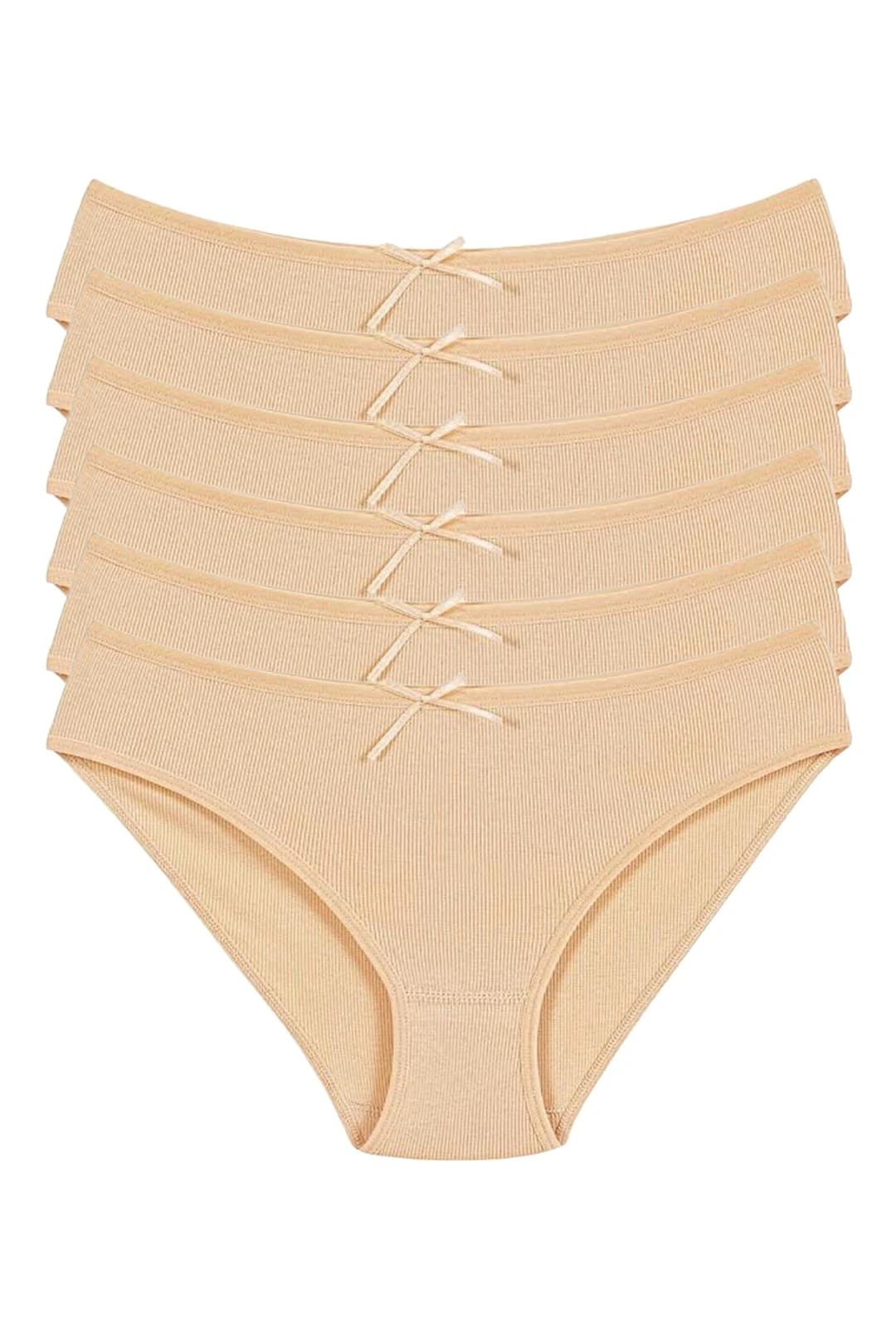 Yüksek Bel Likralı Bikini Külot Pamuk Yıldız 3551 - Ten