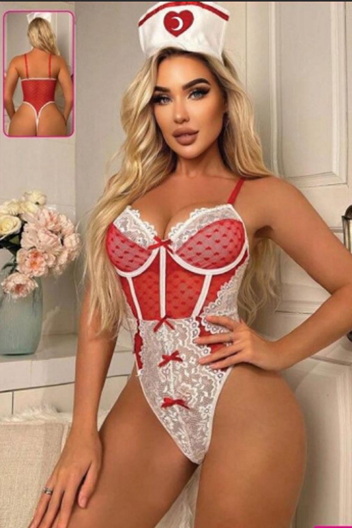 Kırmızı Fantezi Hemşire Kostümü For Dreams 8480 - Kırmızı