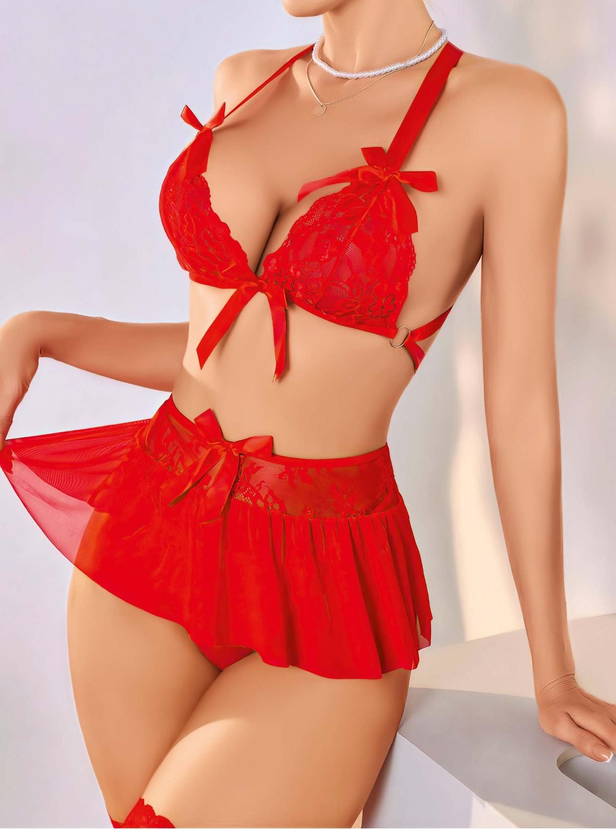 Jesica Bella Dantel Detaylı Kırmızı Jartiyer Takım Jesica Bella 00141 - Görsel 3