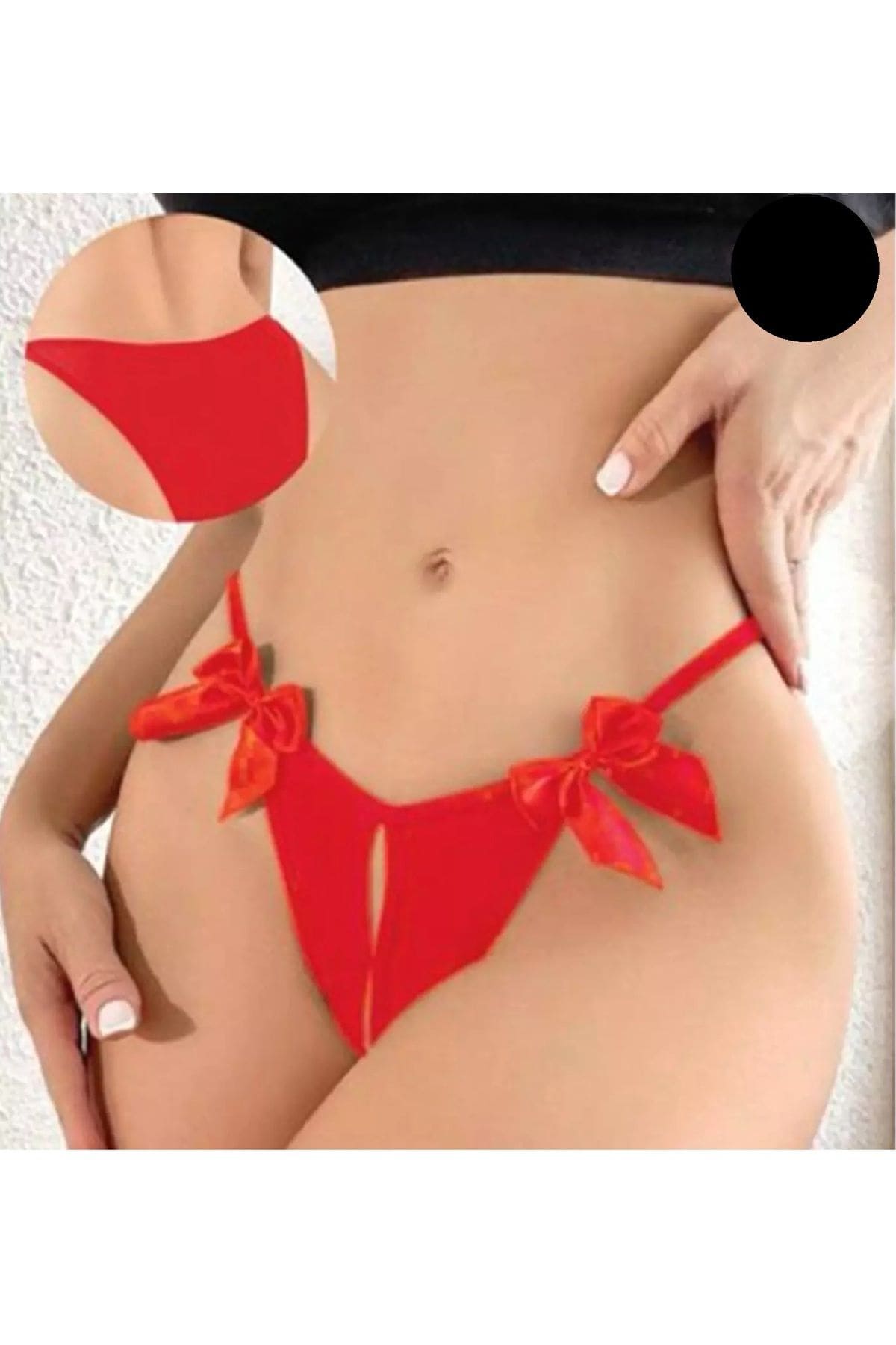 Şeritli Dantel Detaylı Fantezi Body Lily Bianca 1033 - Kırmızı