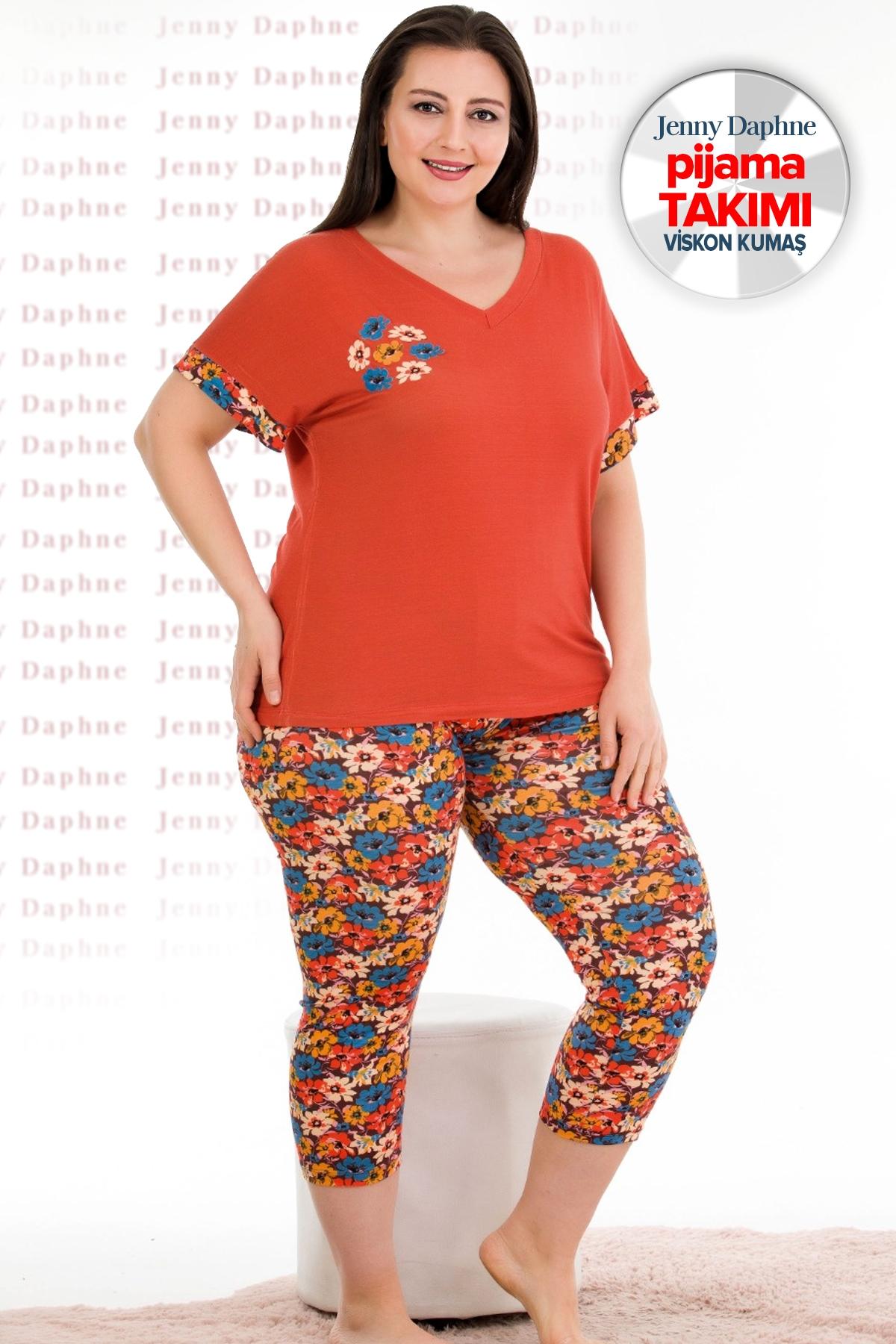 Kısa Kol Kapri Pijama Takımı Kırmızı Lady 10680 - Kırmızı