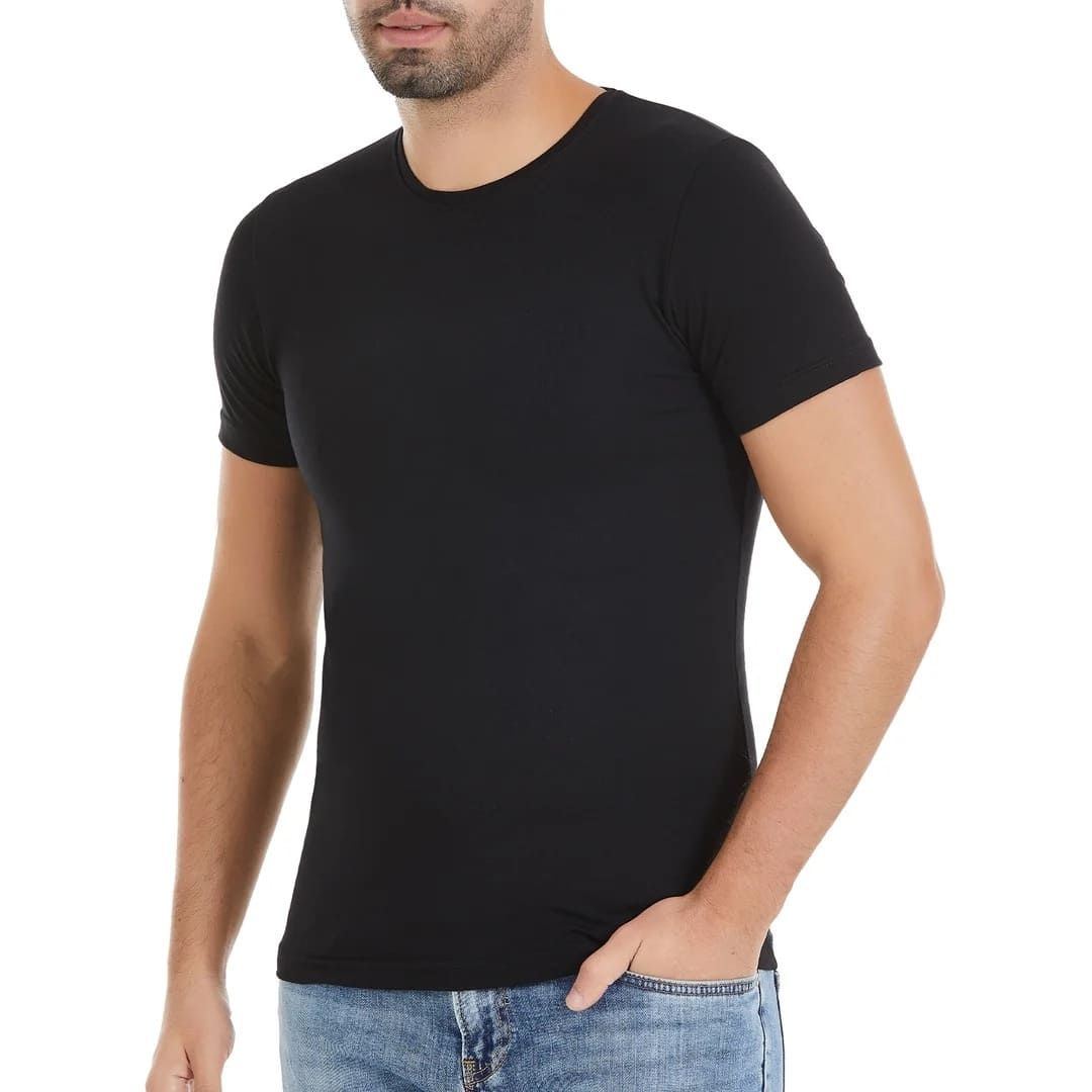 Pamuk Modal Elastan Kısa Kollu T-Shirt Yıldız 336 - Siyah