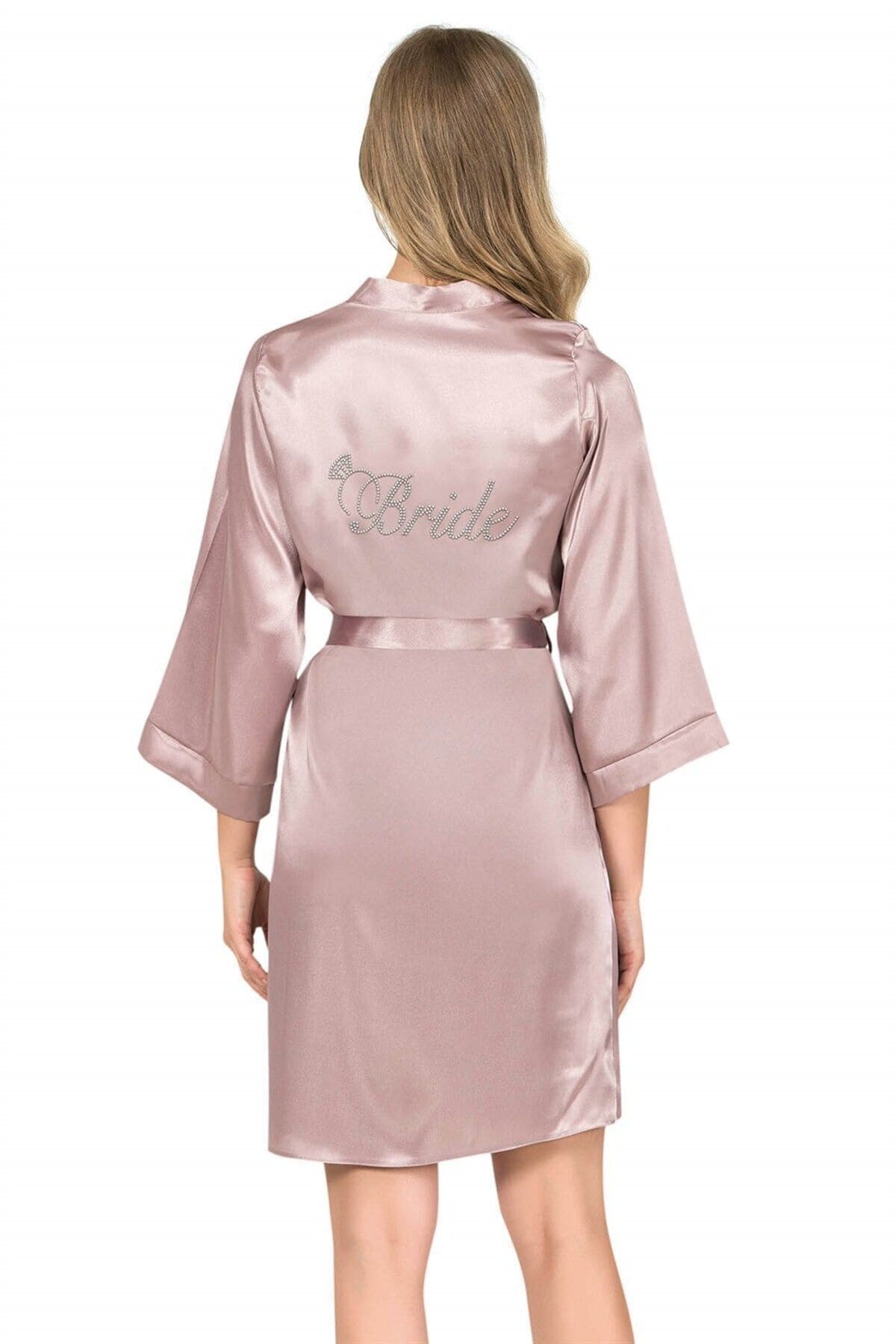 Kısa Saten Bride Sabahlık Bej Ekru Ahu 7600 - Vizon