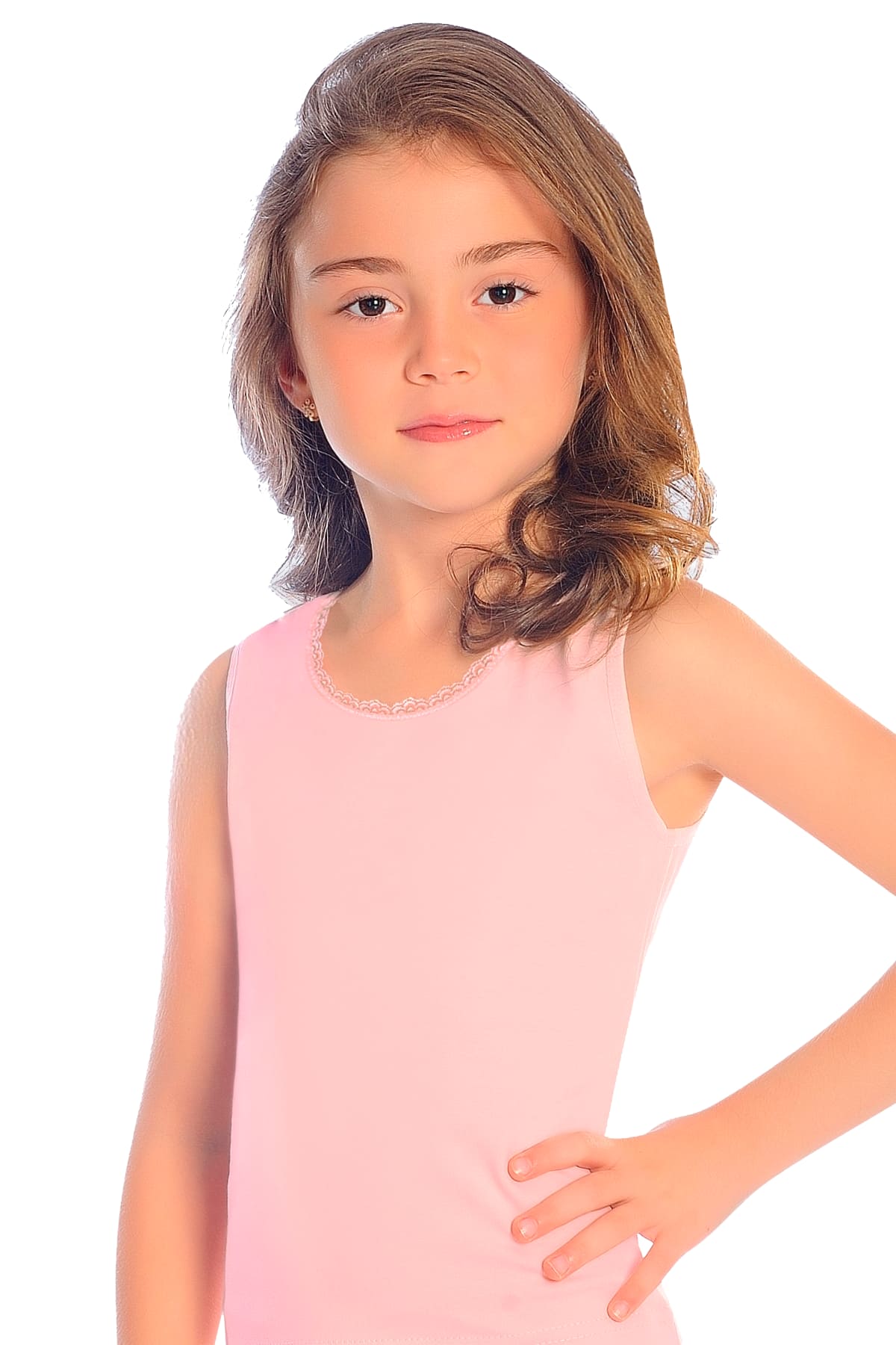 Pamuk Ribana Geniş Askılı Kız Çocuk Atlet Öts 8018 - Somon