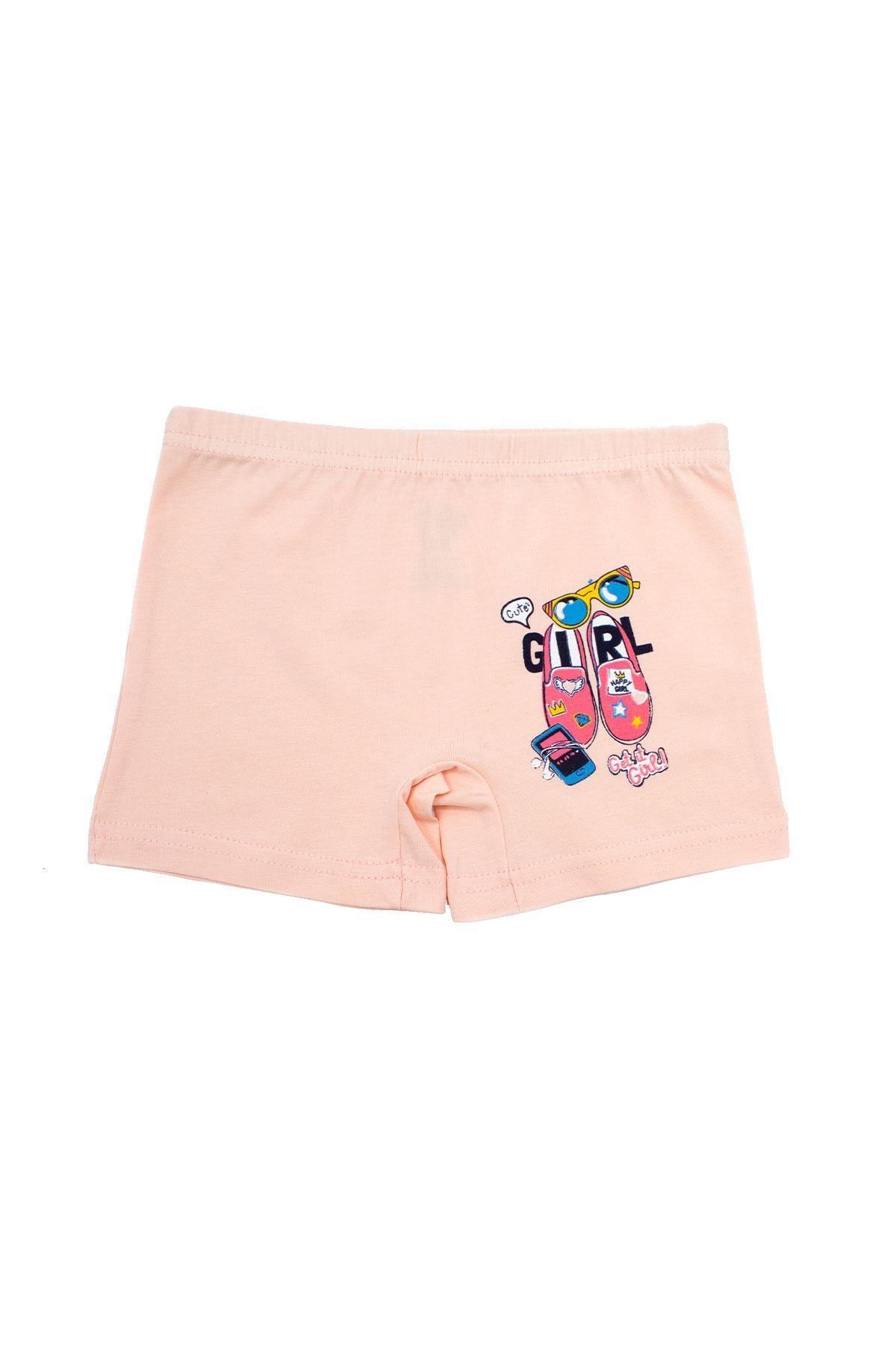 Pamuklu Lastikli Kız Çocuk Boxer Öts 8701 - Somon