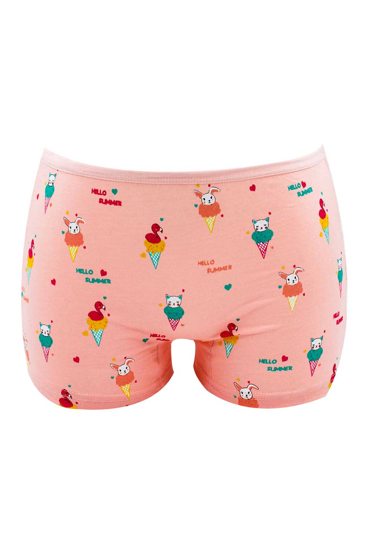 %100 Pamuklu Yumuşak Bel Lastikli Kız Çocuk Boxer Öts 8239 - Somon