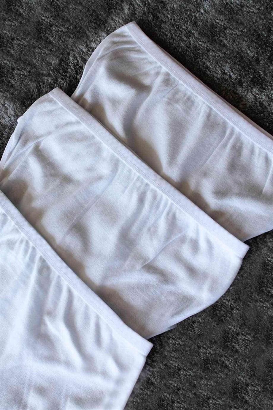 %100 Pamuk Ribana Kız Çocuk Külot 3'lü Paket Arma Yıldız 5532 - Beyaz