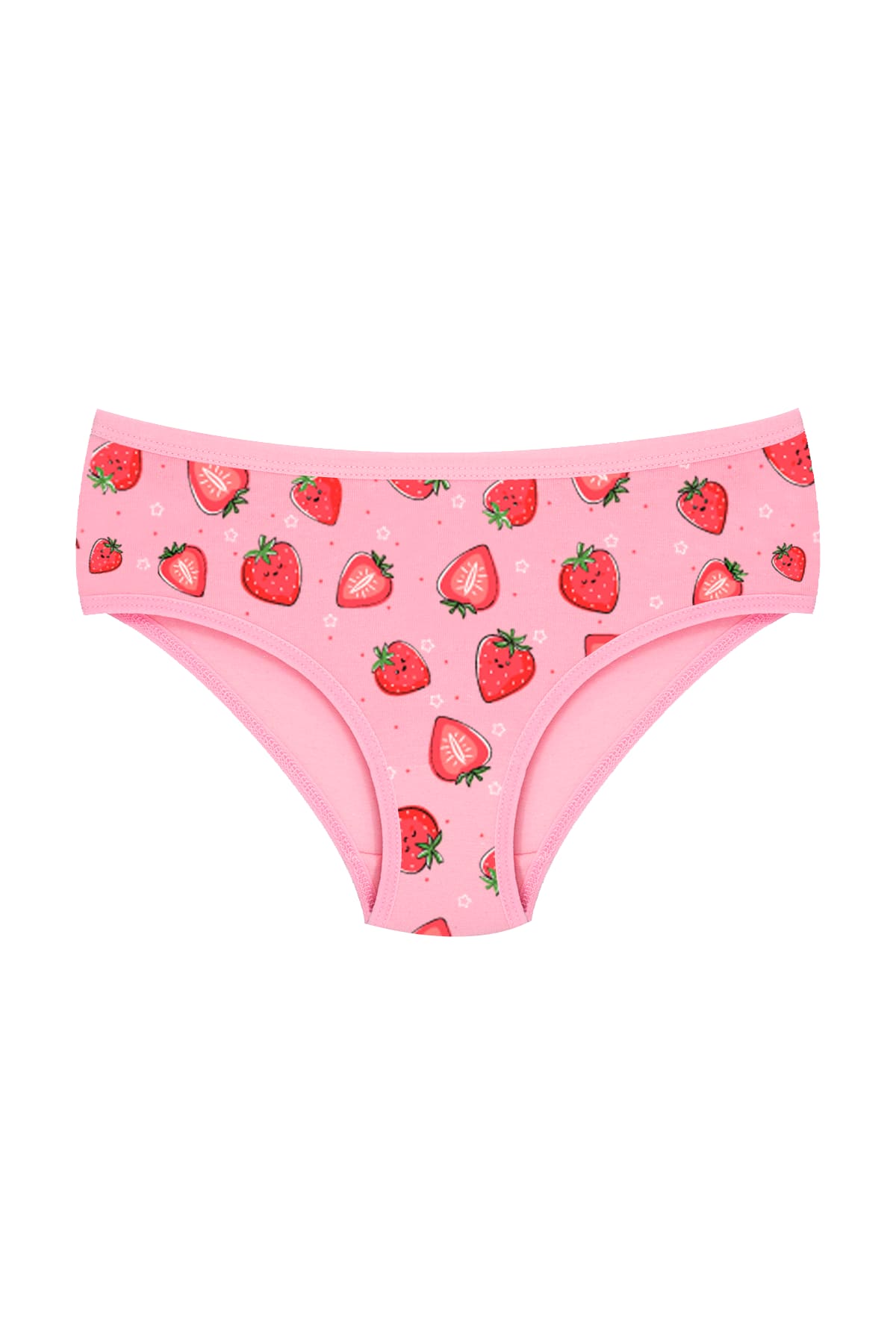 %100 Pamuklu Kız Çocuk Külot Likralı Çilek Baskılı Öts 8810 - Pembe