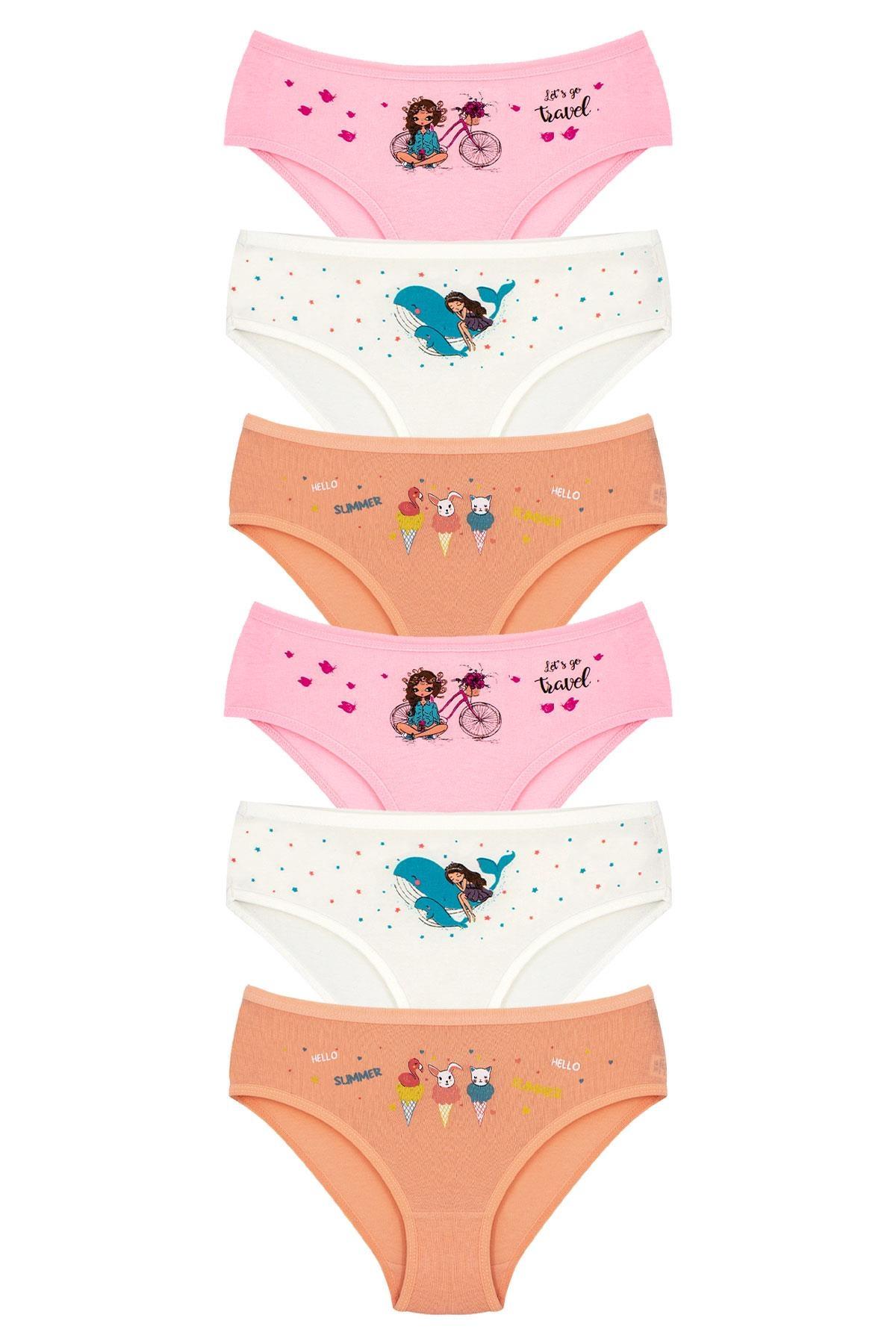 Öts İç Giyim %100 Pamuklu Desenli Kız Çocuk Külot Öts 8202