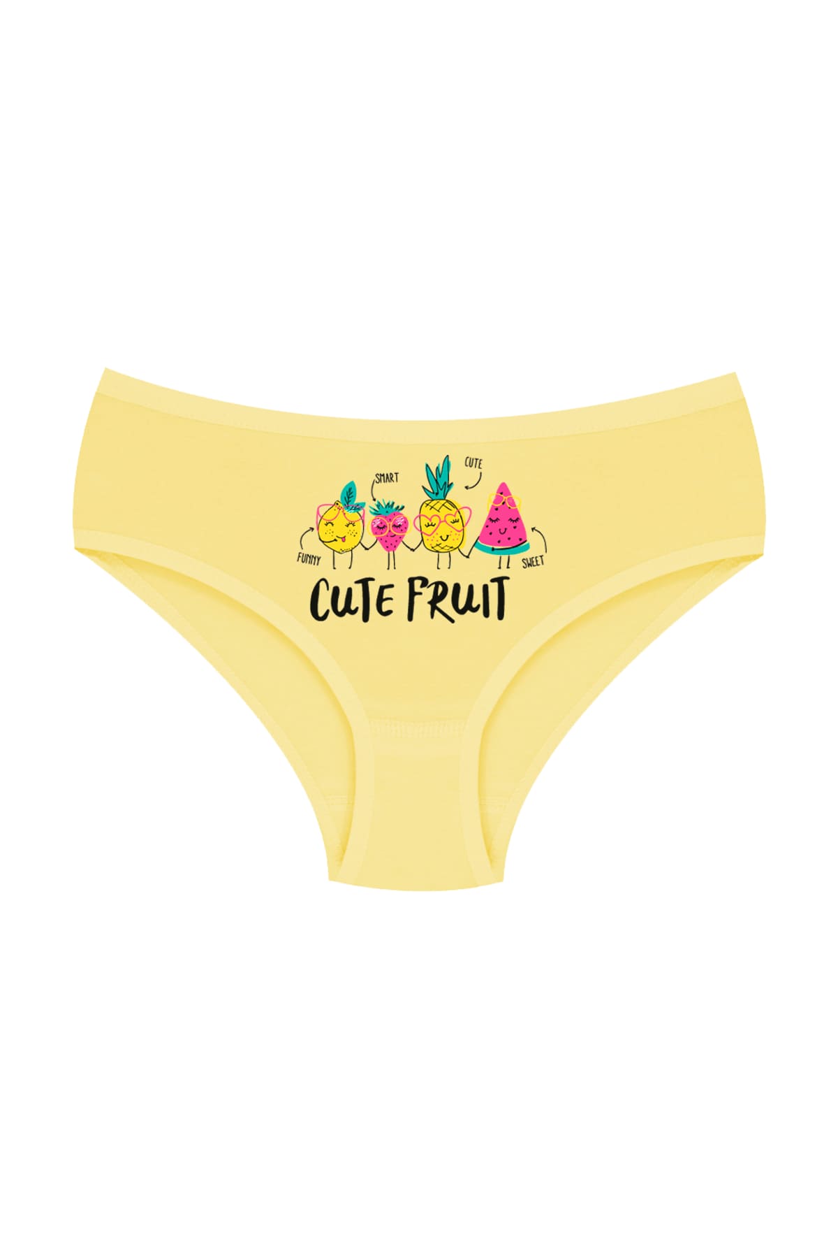 %100 Pamuklu Esnek Bel Lastiği Kız Çocuk Külotu Öts 8814 - Sarı