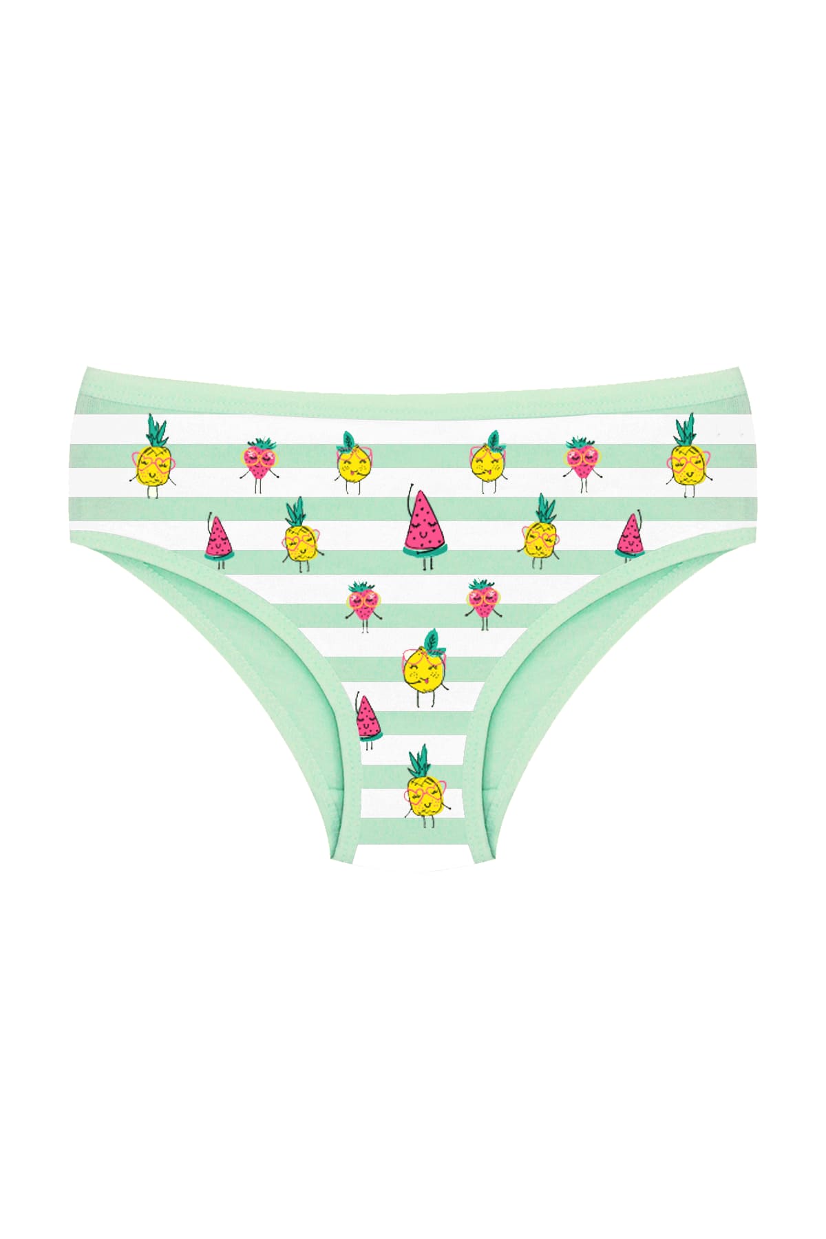 %100 Pamuklu Esnek Bel Lastiği Kız Çocuk Külotu Öts 8814 - Yeşil