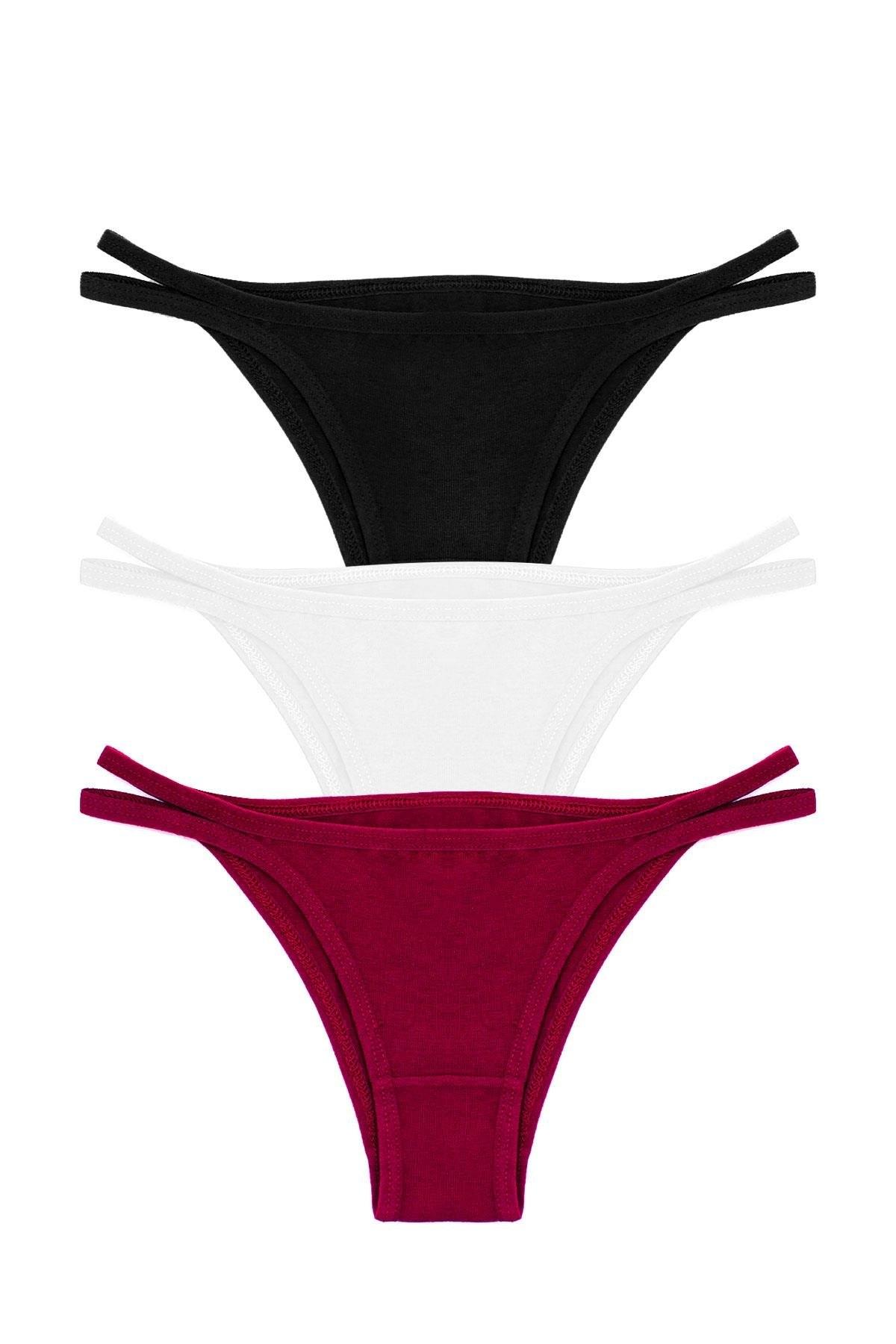 %100 Pamuklu Esnek Bel Lastiği Kız Çocuk Külot Öts 4201 - Beyaz