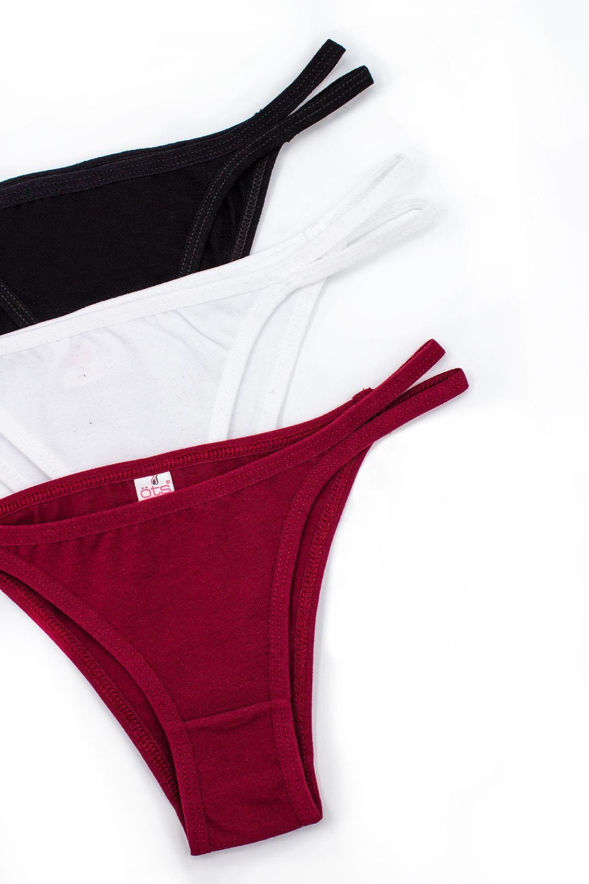 %100 Pamuklu Esnek Bel Lastiği Kız Çocuk Külot Öts 4201 - Siyah