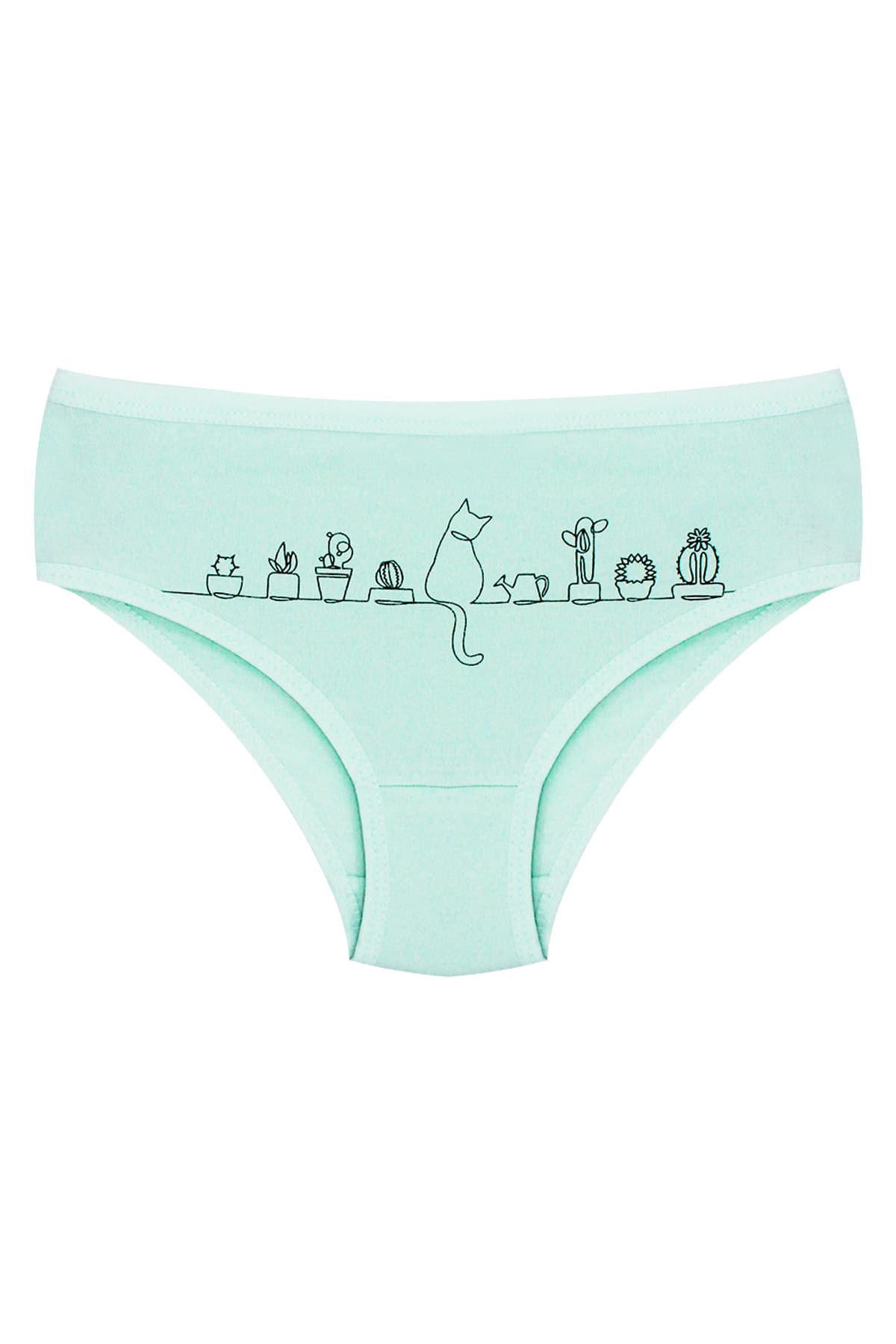 %100 Pamuk Esnek Bel Lastiği Kız Çocuk Külot Öts 8278 - Yeşil