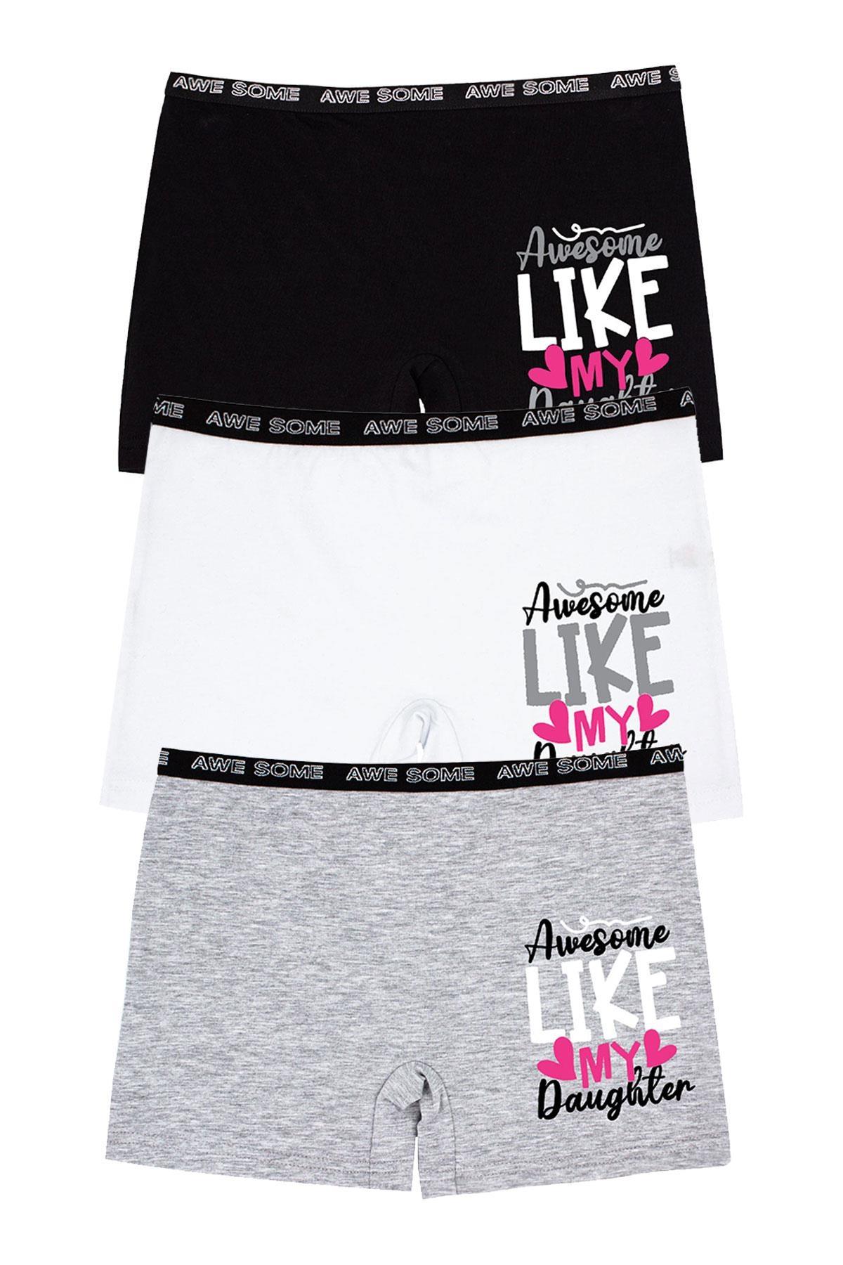 Pamuklu Esnek Bel Boxer Kız Çocuk Öts 8700 - Beyaz