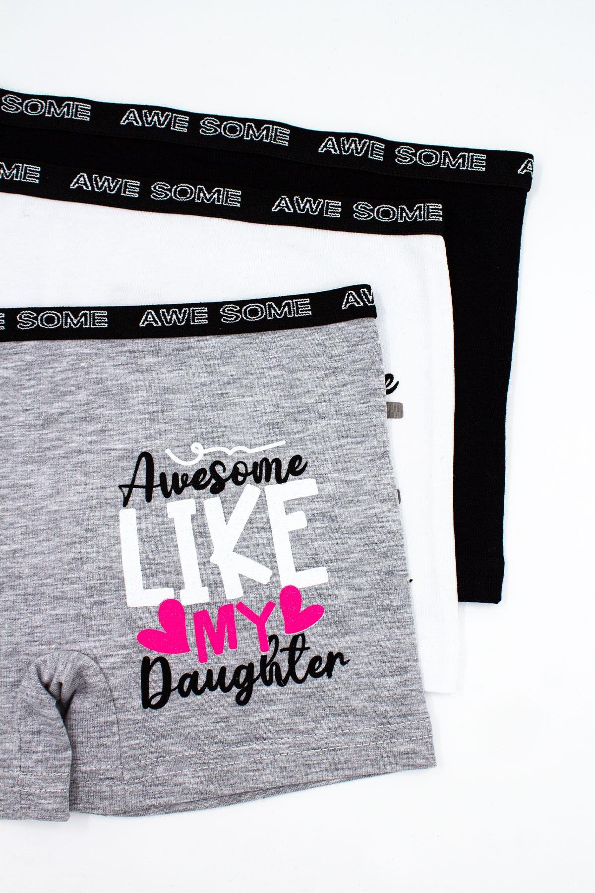 Pamuklu Esnek Bel Boxer Kız Çocuk Öts 8700 - Gri