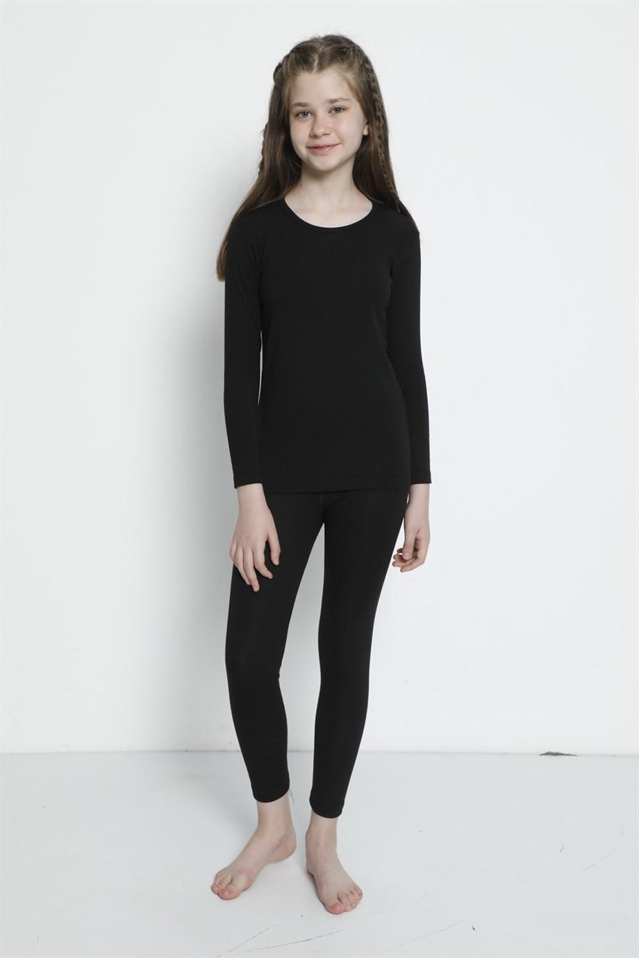 Termal Koruma Yumuşak Çocuk Alt Üst Takım Arma Yıldız 5557 - Siyah