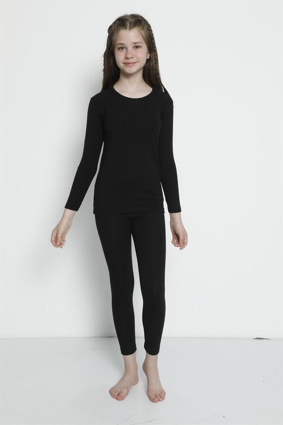 Termal Koruma Yumuşak Çocuk Alt Üst Takım Arma Yıldız 5557 - Siyah