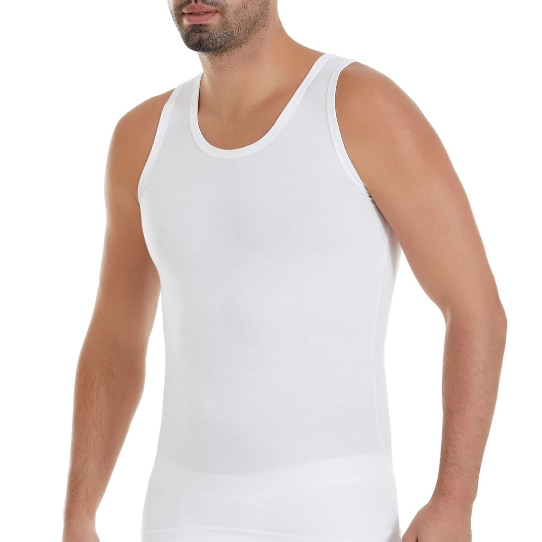 Bambu Elastan Karışımı 3'lü Paket Erkek Atlet Yıldız 315 - Beyaz