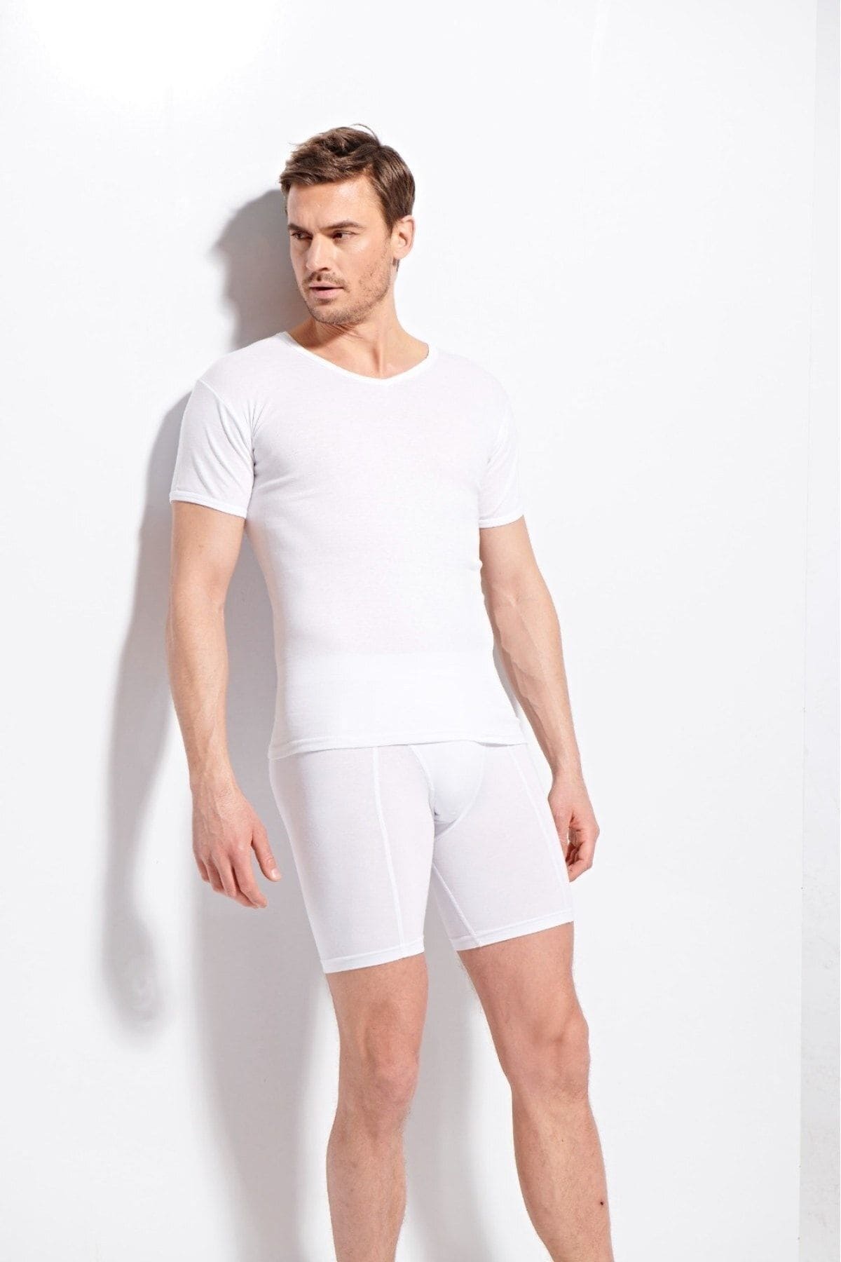 Ribana Kesim Pamuklu T-shirt Kolcu 1210 - Beyaz