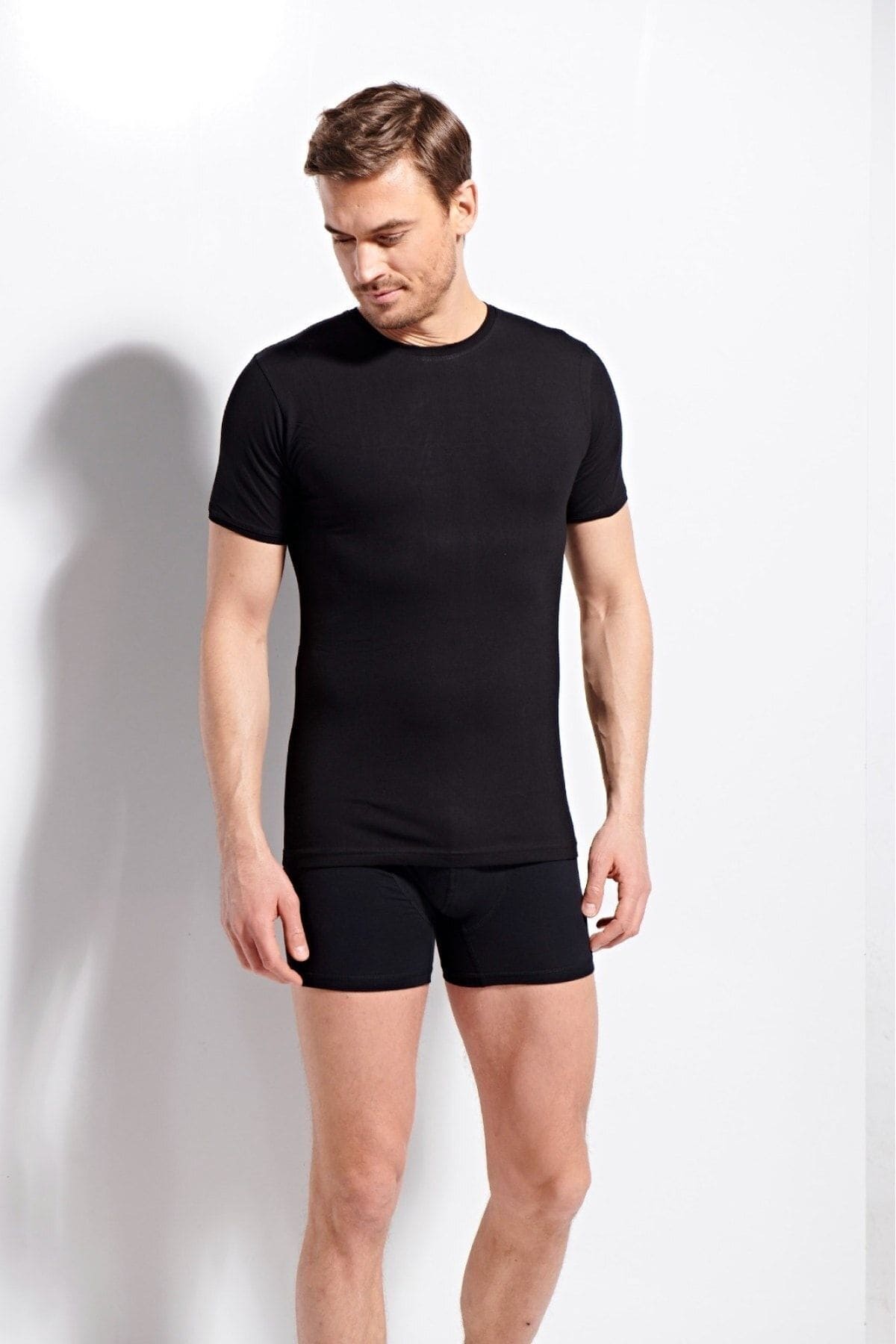 Ribana Kesim Pamuklu T-shirt Kolcu 1210 - Siyah