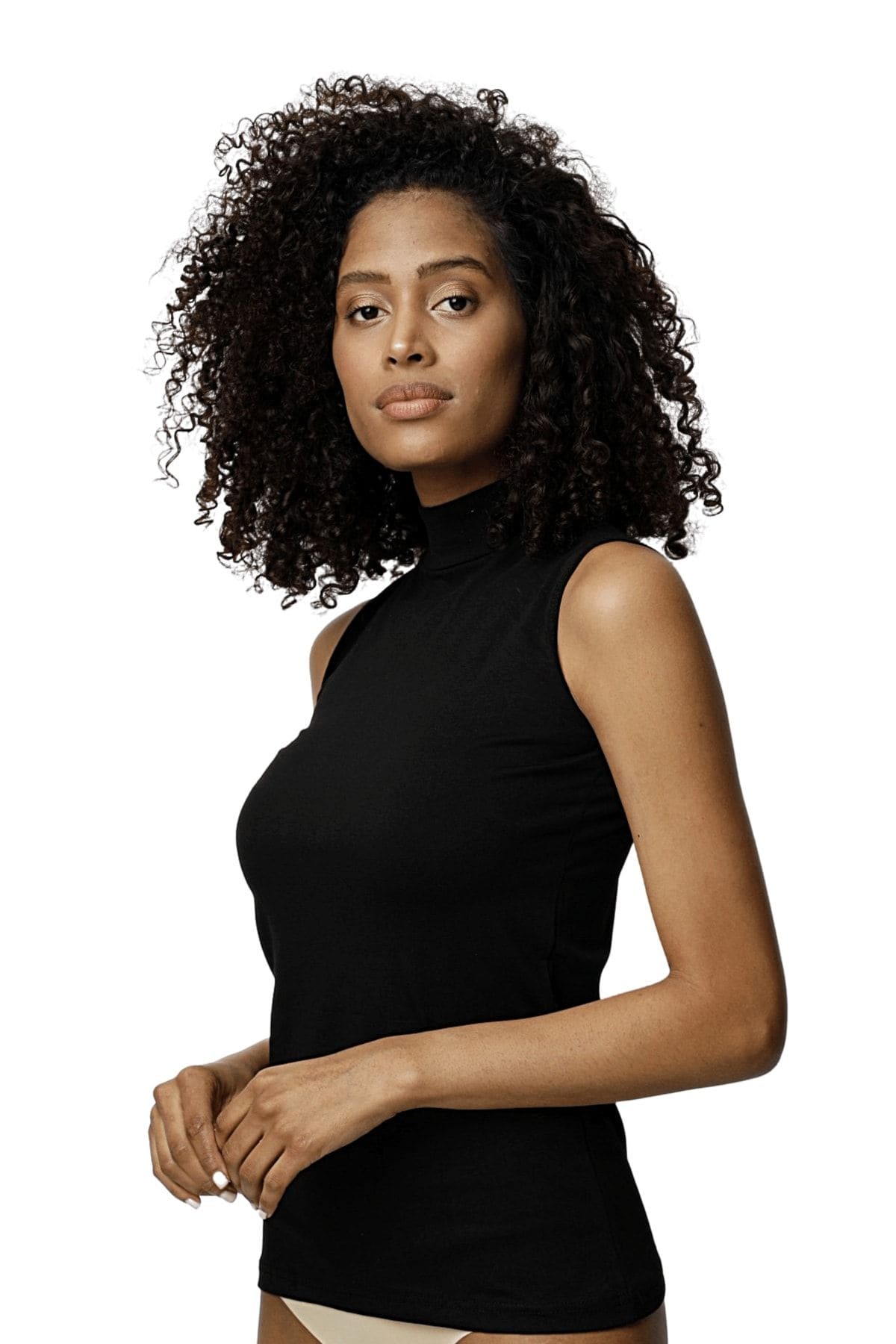 Kolsuz Siyah Boğazlı Body Poliamid Elastan Donex 3325 - Siyah