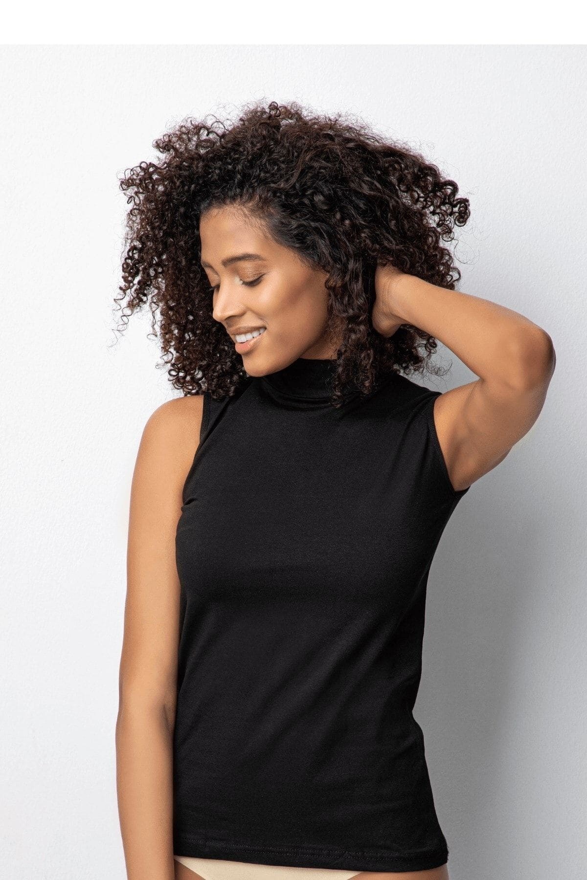 Kolsuz Siyah Boğazlı Body Poliamid Elastan Donex 3325 - Siyah