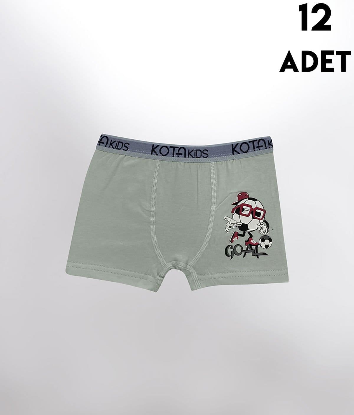 Pamuklu Rahat Kesim Erkek Çocuk Boxer Kota 1005 - Asorti