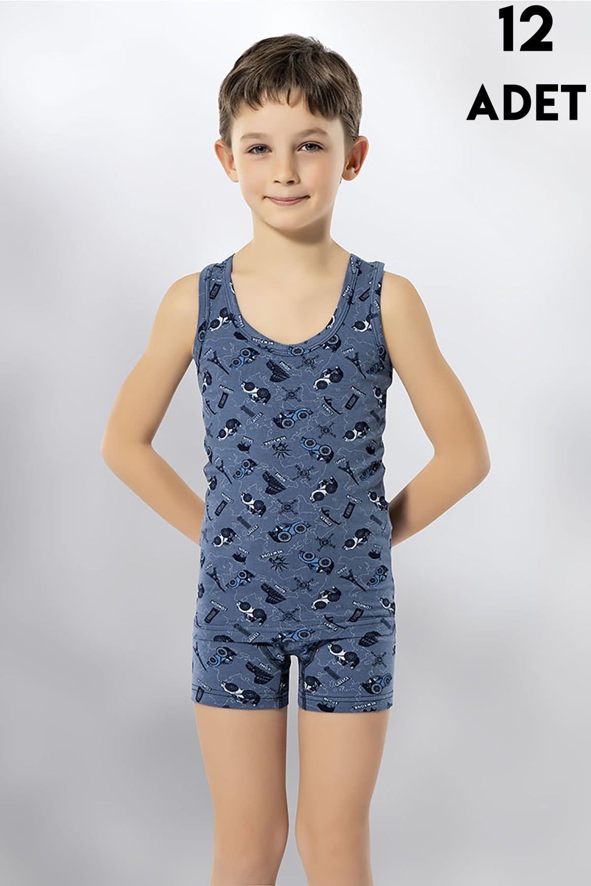 Pamuklu Baskılı Askılı Atlet Erkek Çocuk Kota 1014 - Asorti