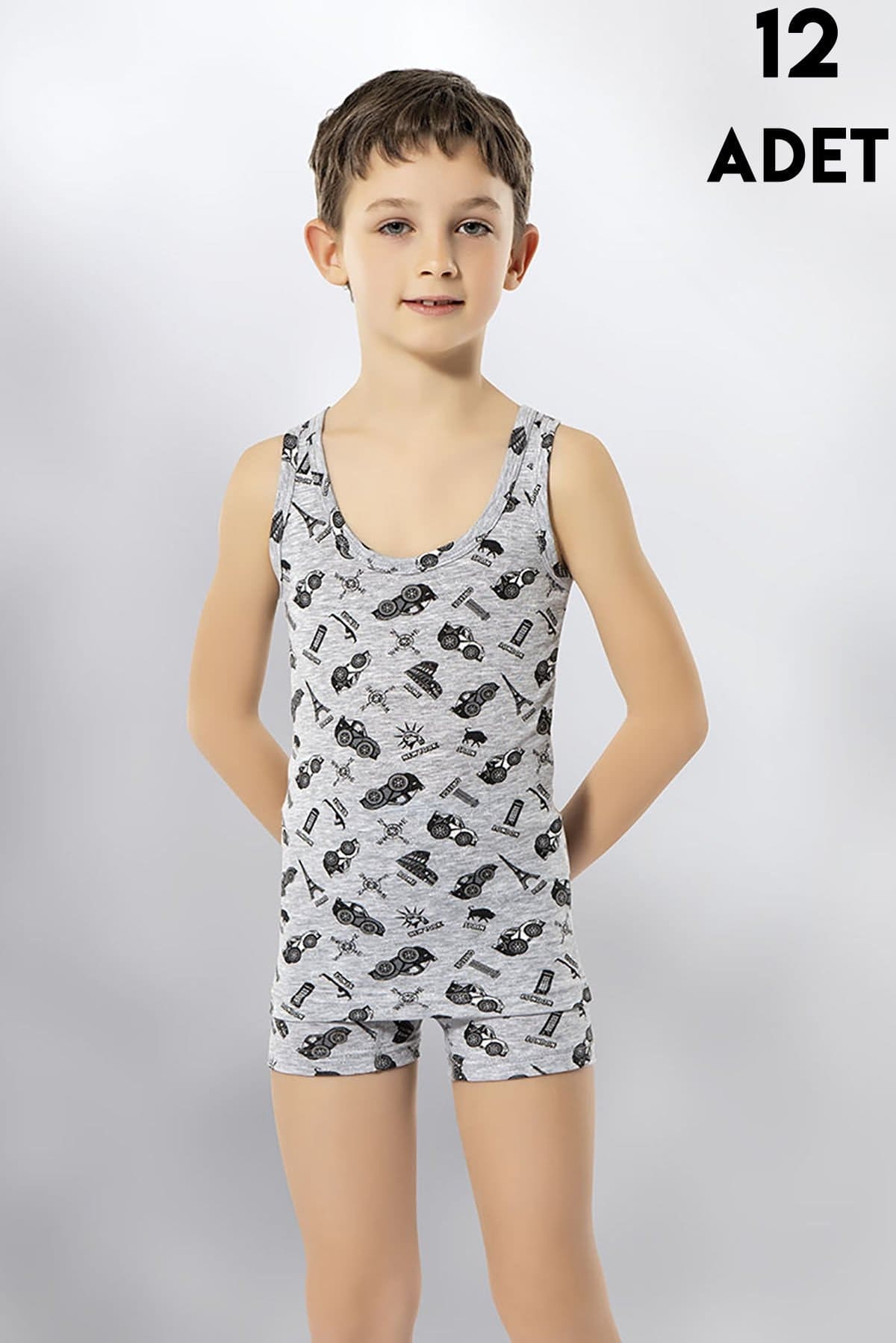 Pamuklu Baskılı Askılı Atlet Erkek Çocuk Kota 1014 - Asorti