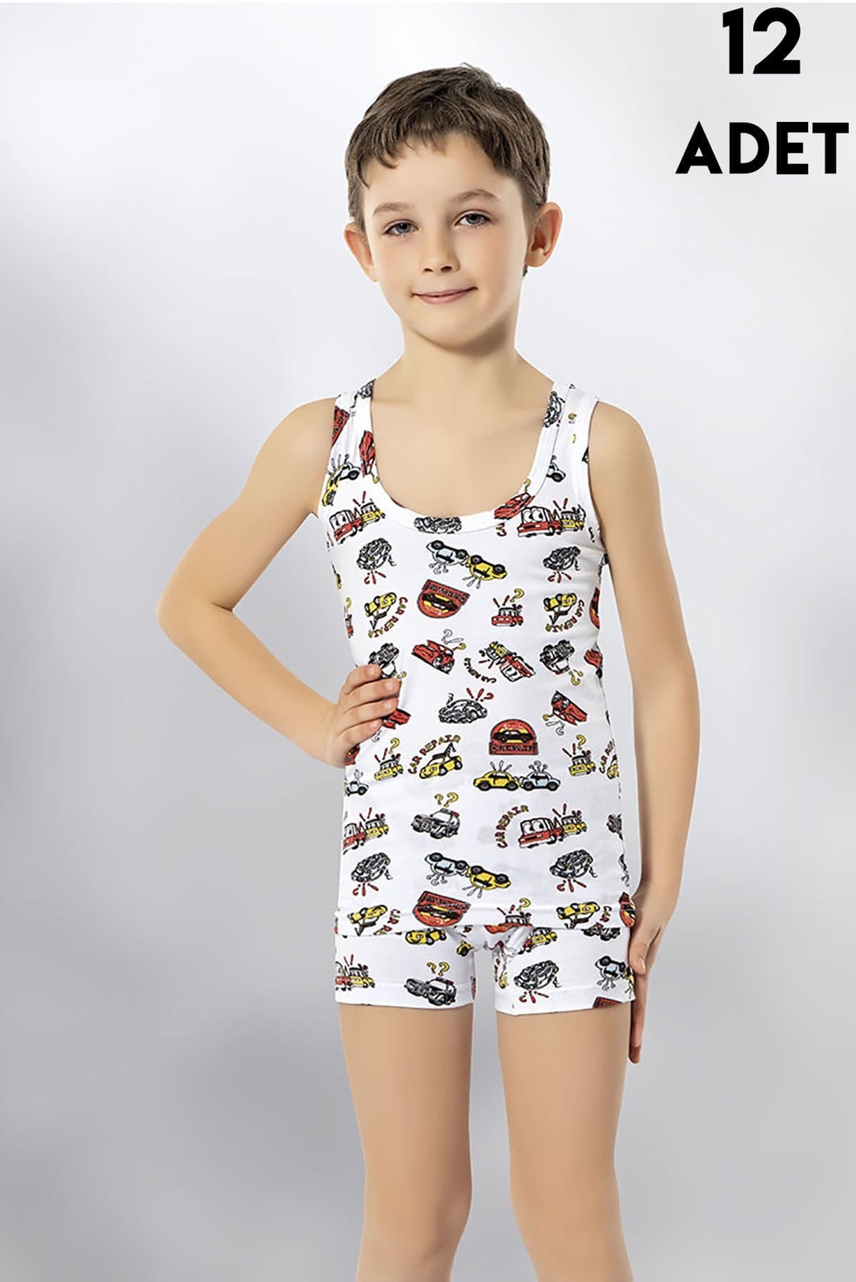 Pamuklu Baskılı Askılı Atlet Erkek Çocuk Kota 1014 - Asorti